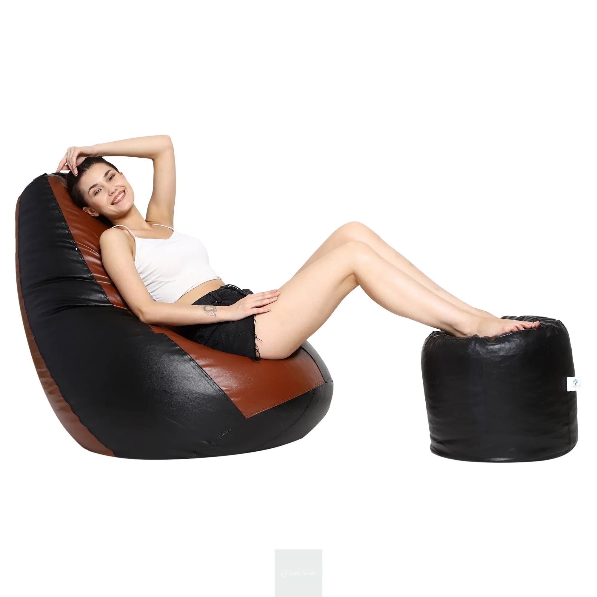 Teardrop Bean Bag Cover – Black & Tan ZenLiving