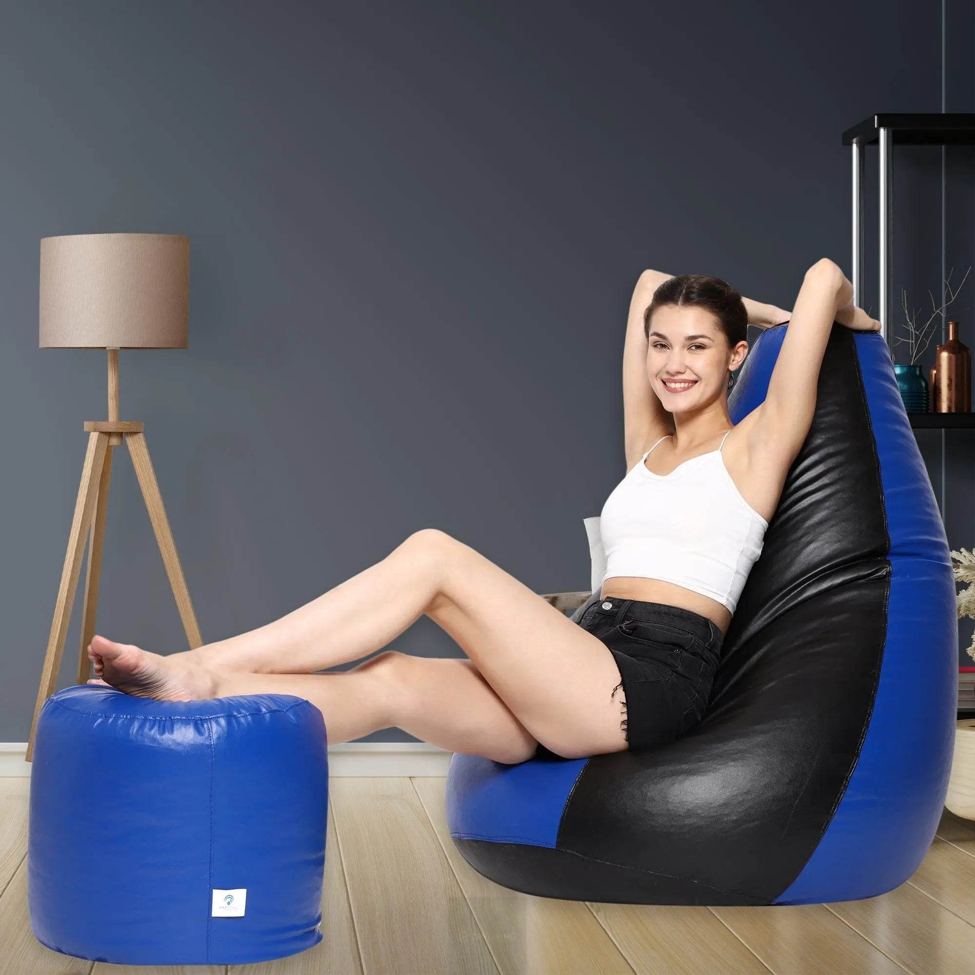 Teardrop Bean Bag Cover – Blue & Black ZenLiving