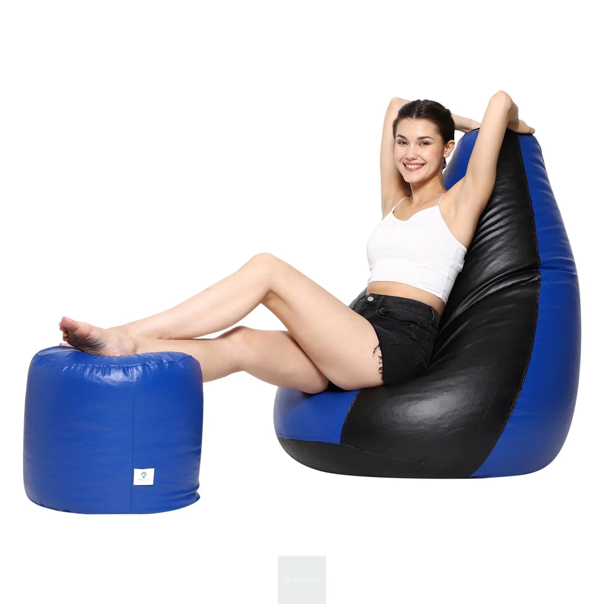 Teardrop Bean Bag Cover – Blue & Black ZenLiving