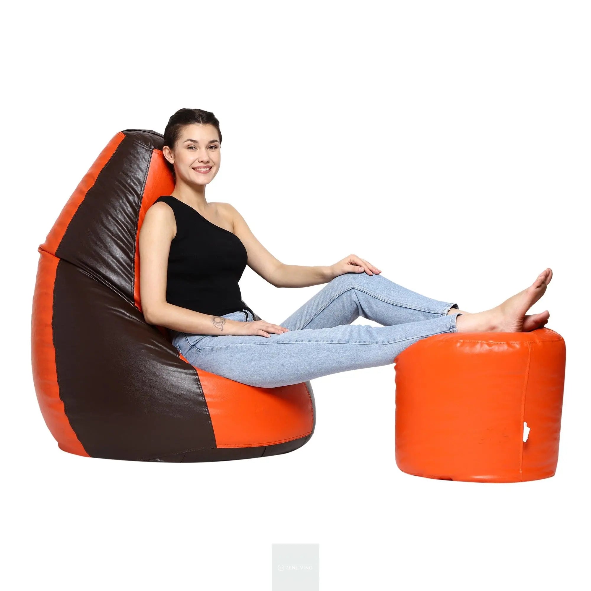 Teardrop Bean Bag Cover – Brown & Orange ZenLiving