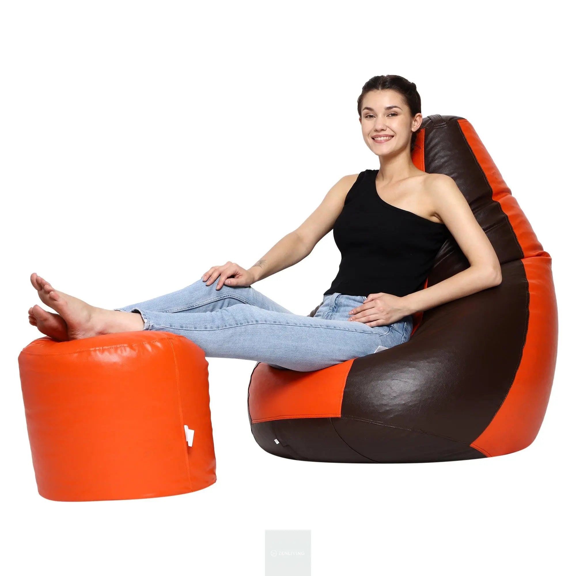 Teardrop Bean Bag Cover – Brown & Orange ZenLiving