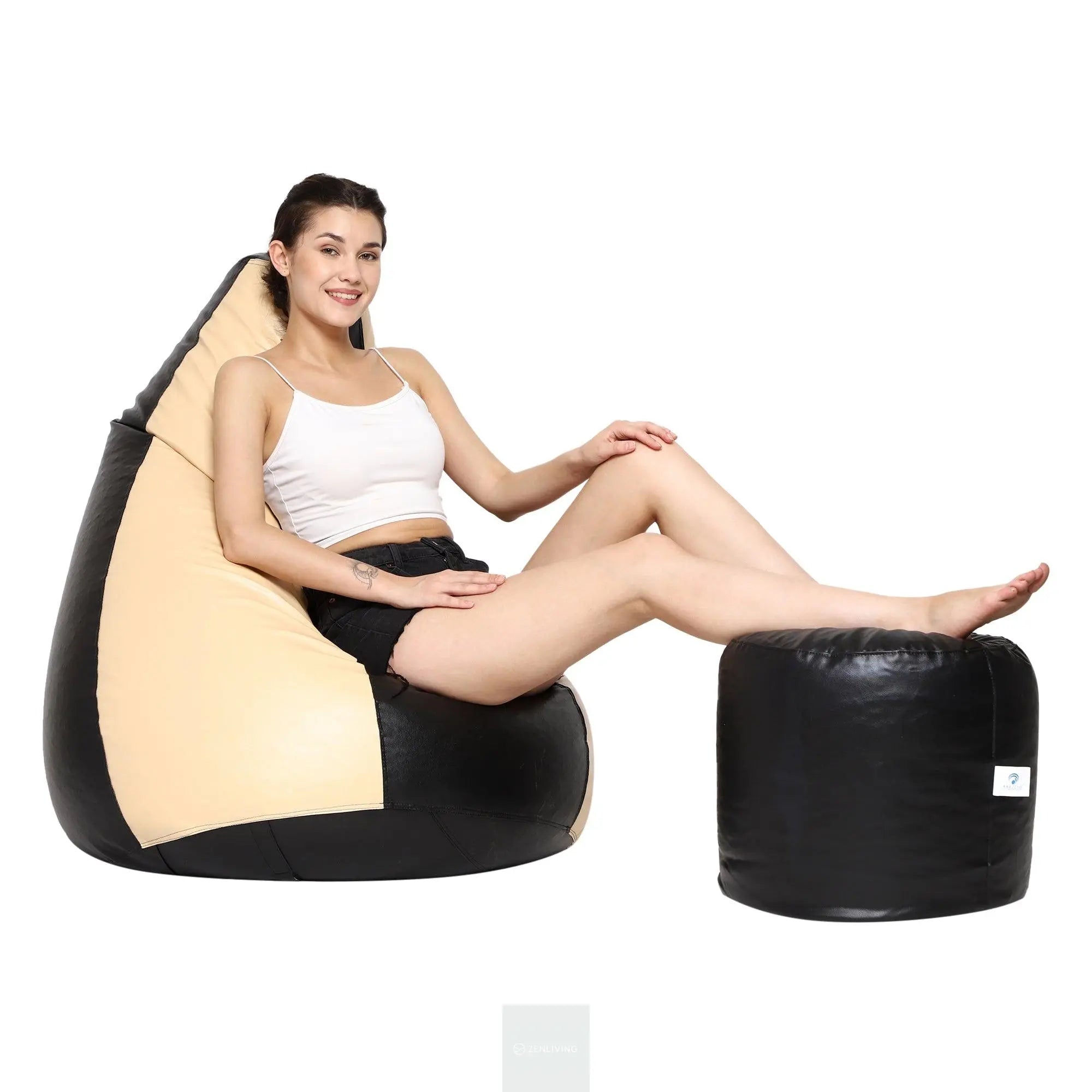 Teardrop Bean Bag Cover – Cream & Black ZenLiving