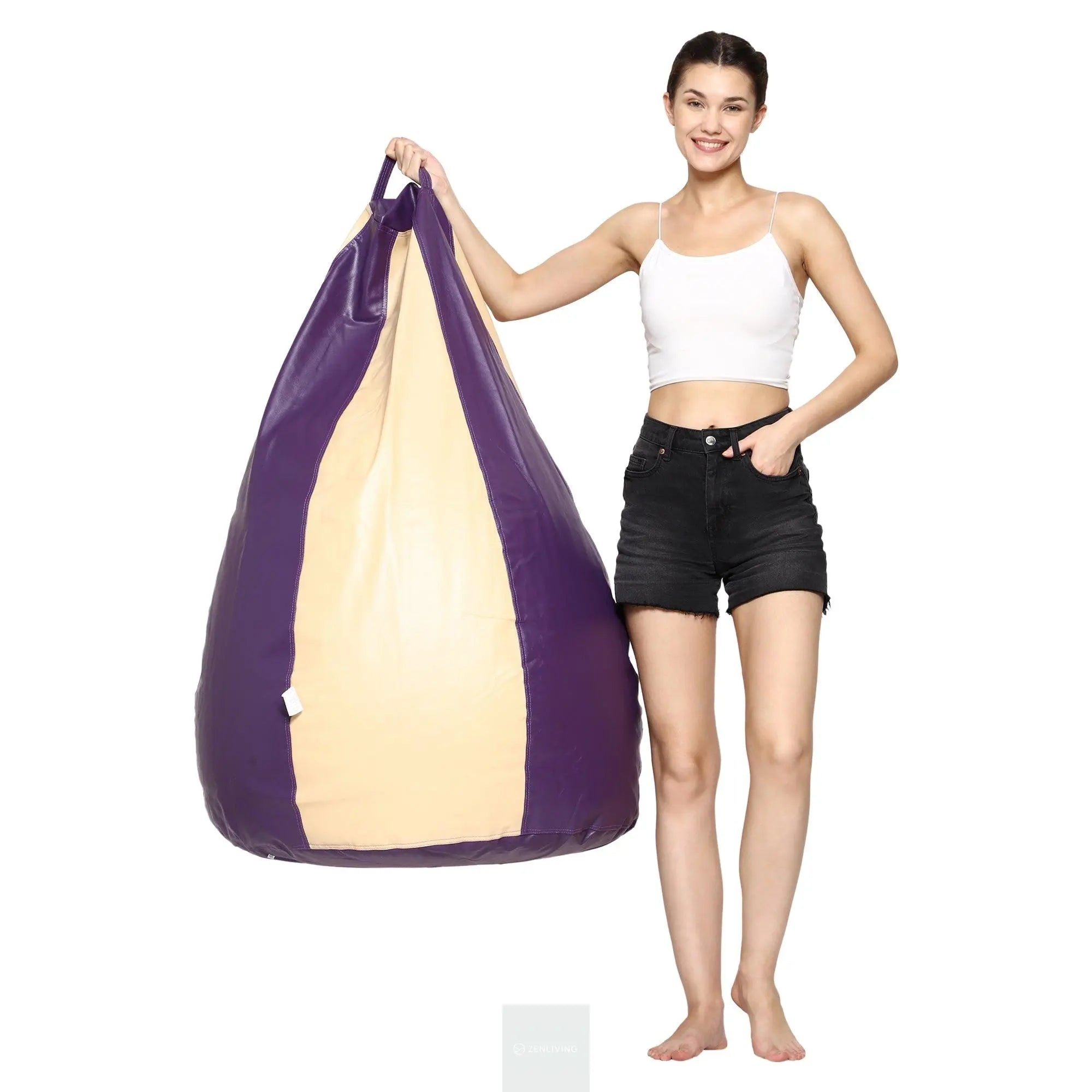 Teardrop Bean Bag Cover – Cream & Purple ZenLiving