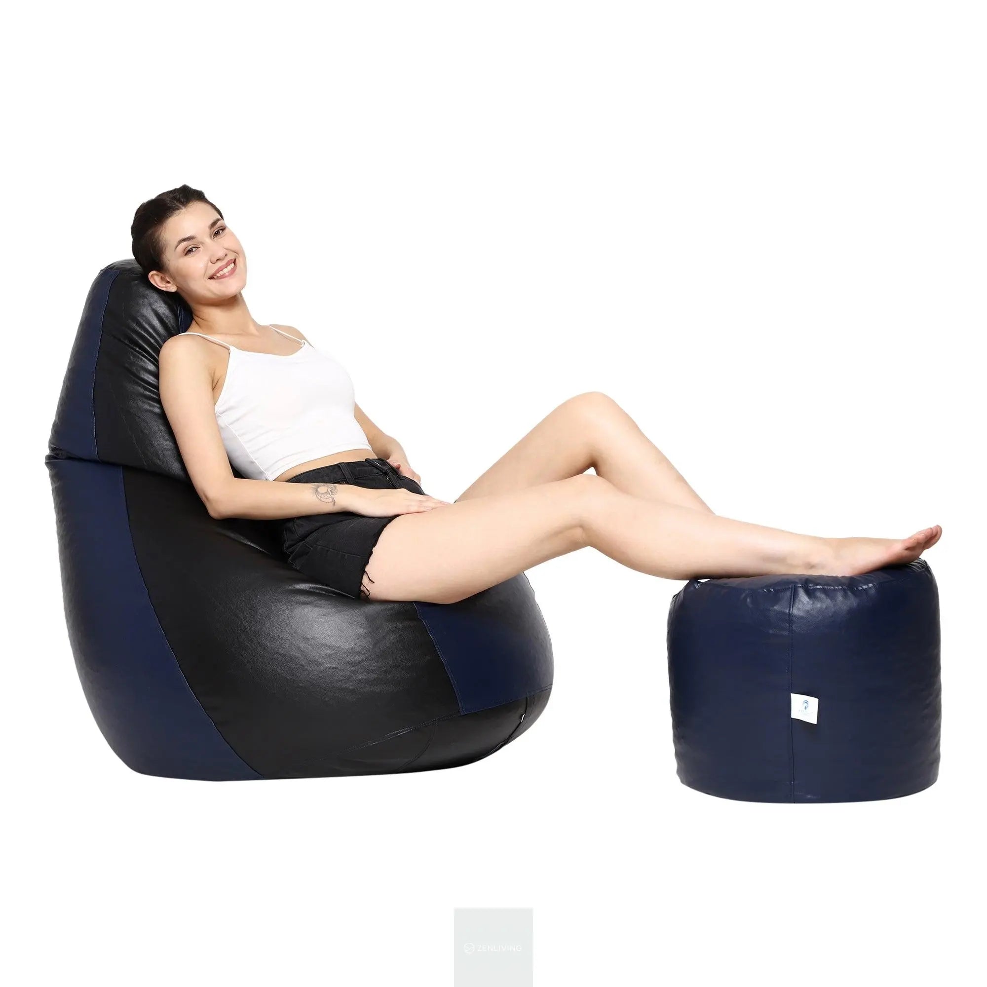 Teardrop Bean Bag Cover – Navy Blue & Black ZenLiving