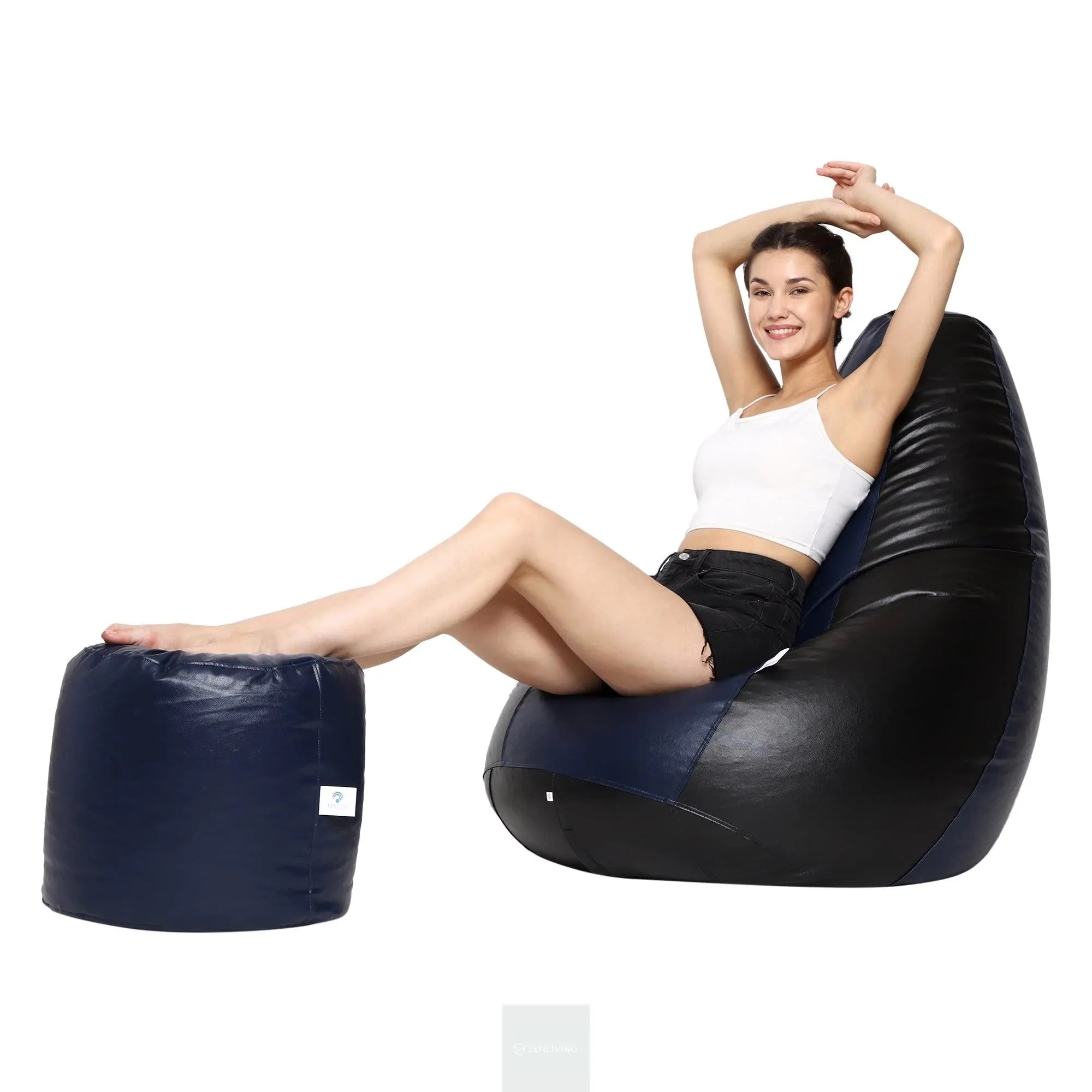 Teardrop Bean Bag Cover – Navy Blue & Black ZenLiving