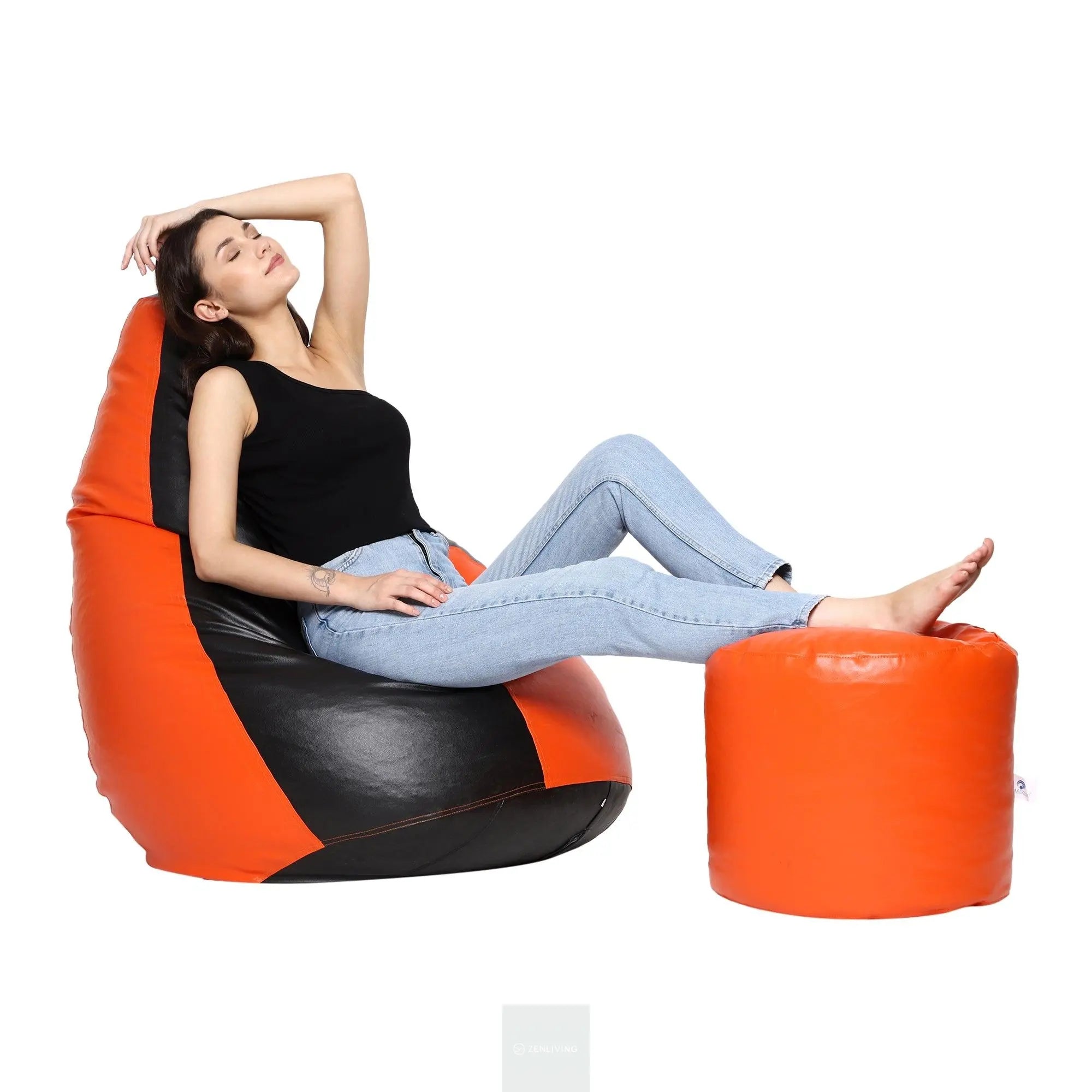 Teardrop Bean Bag Cover – Orange & Black ZenLiving