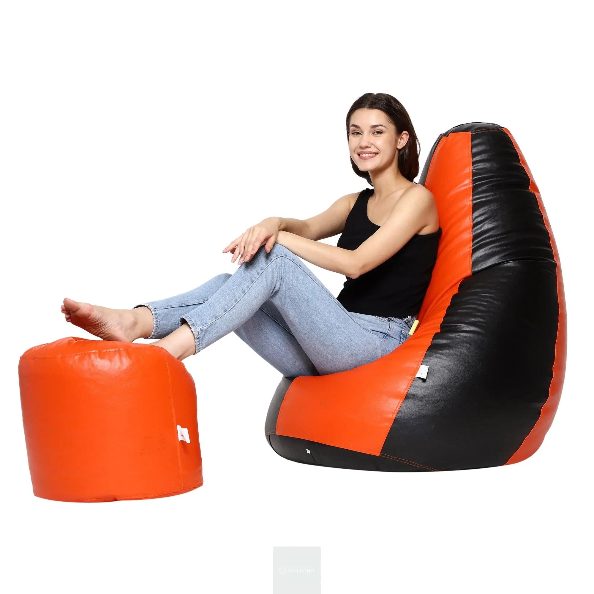 Teardrop Bean Bag Cover – Orange & Black ZenLiving