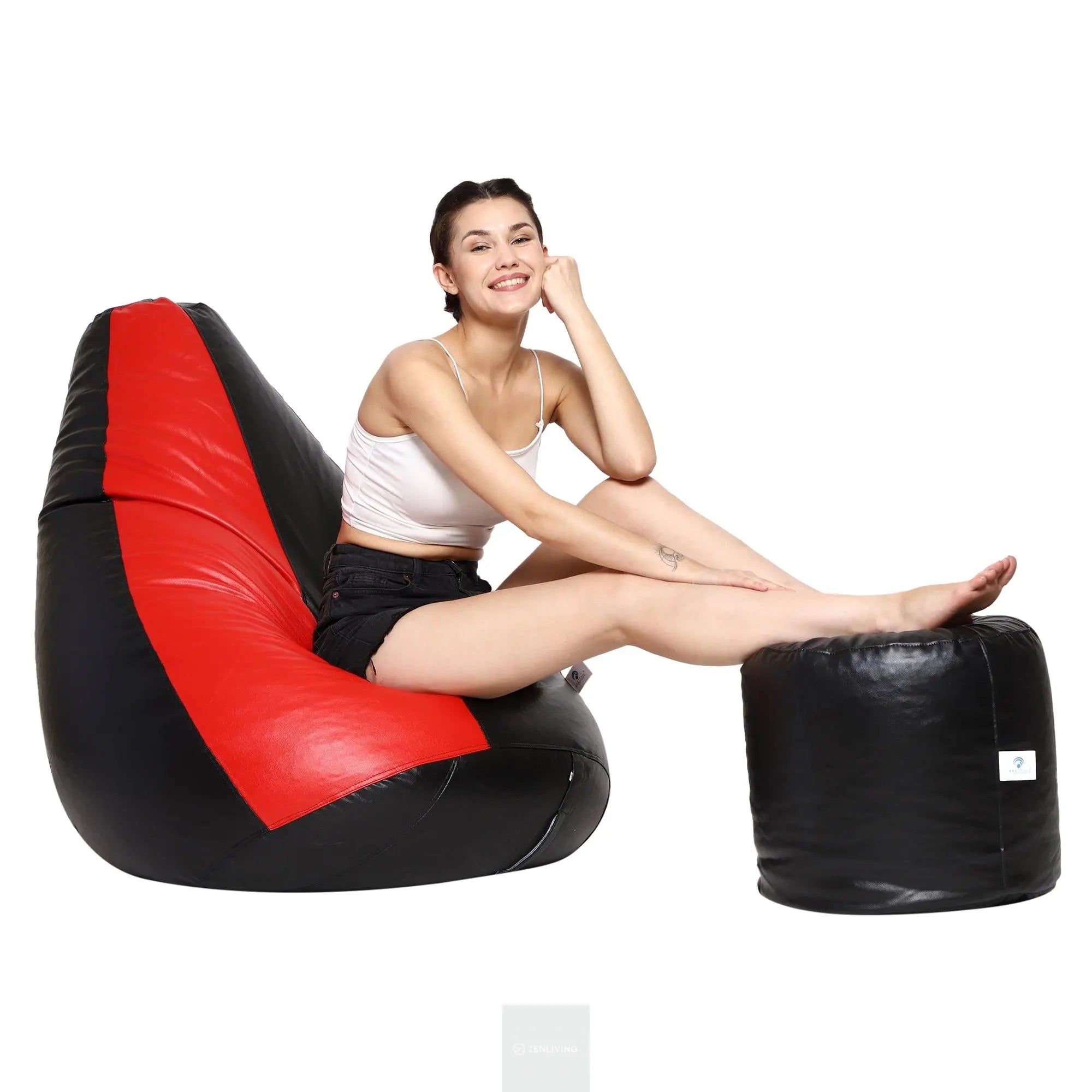 Teardrop Bean Bag Cover – Red & Black ZenLiving