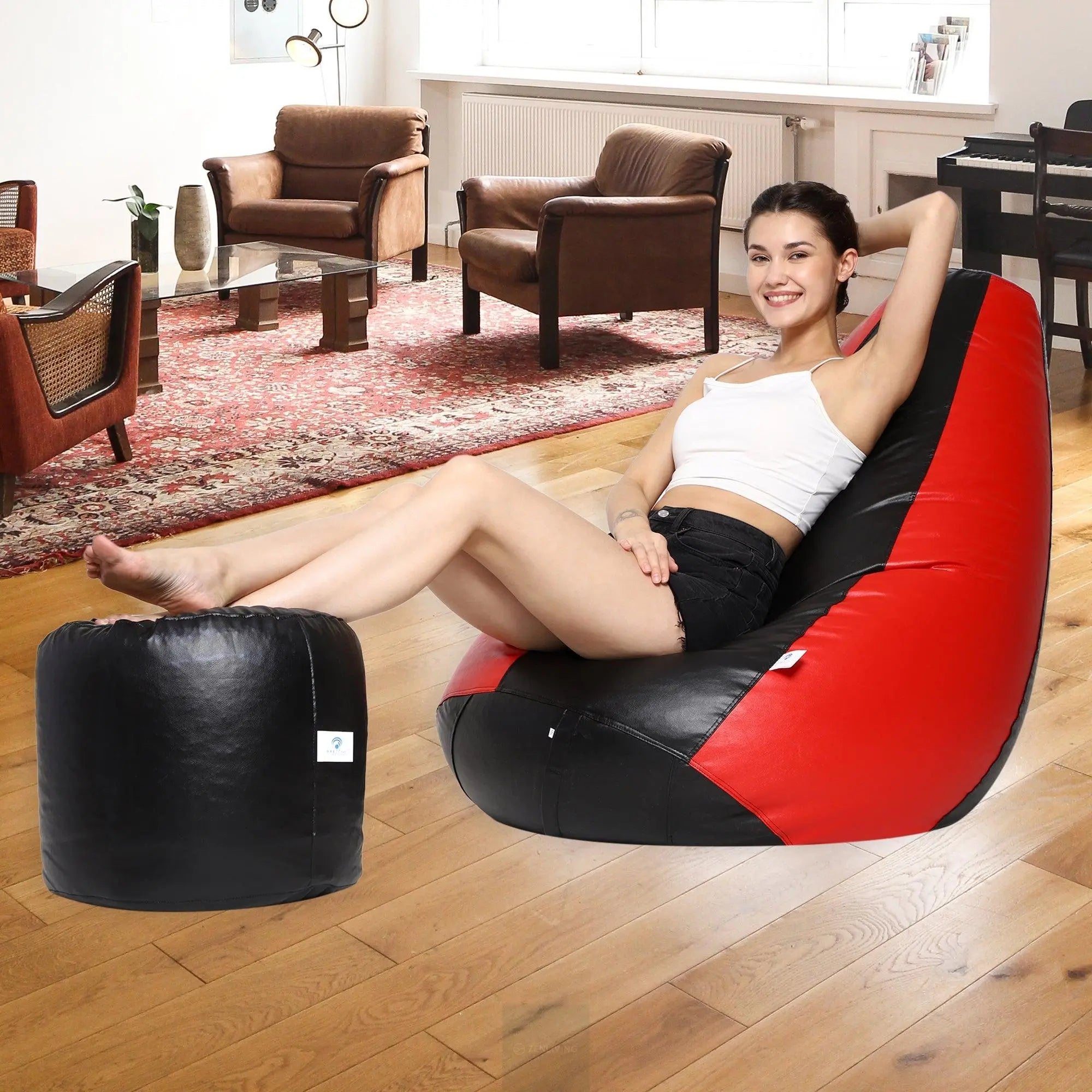 Teardrop Bean Bag Cover – Red & Black ZenLiving