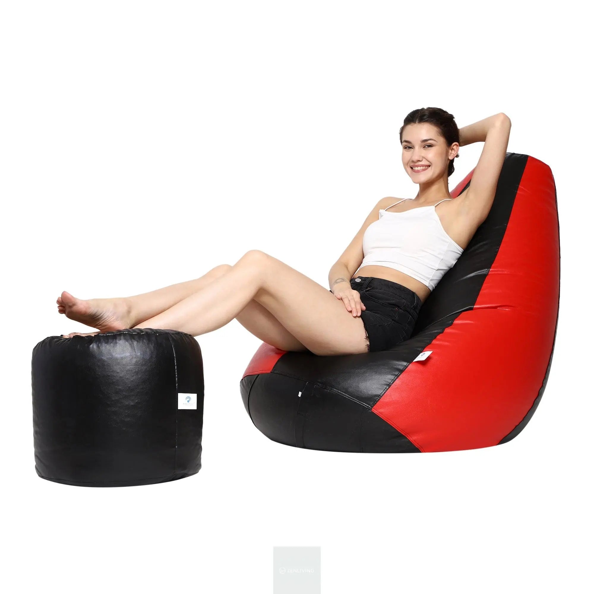 Teardrop Bean Bag Cover – Red & Black ZenLiving