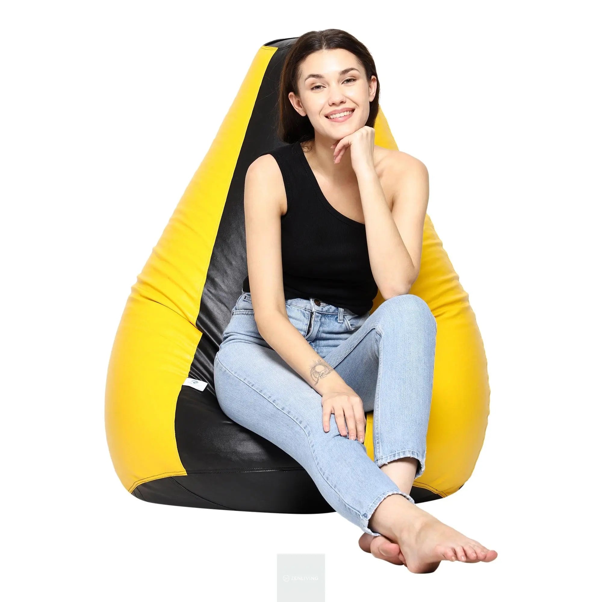 Teardrop Bean Bag Cover – Yellow & Black ZenLiving