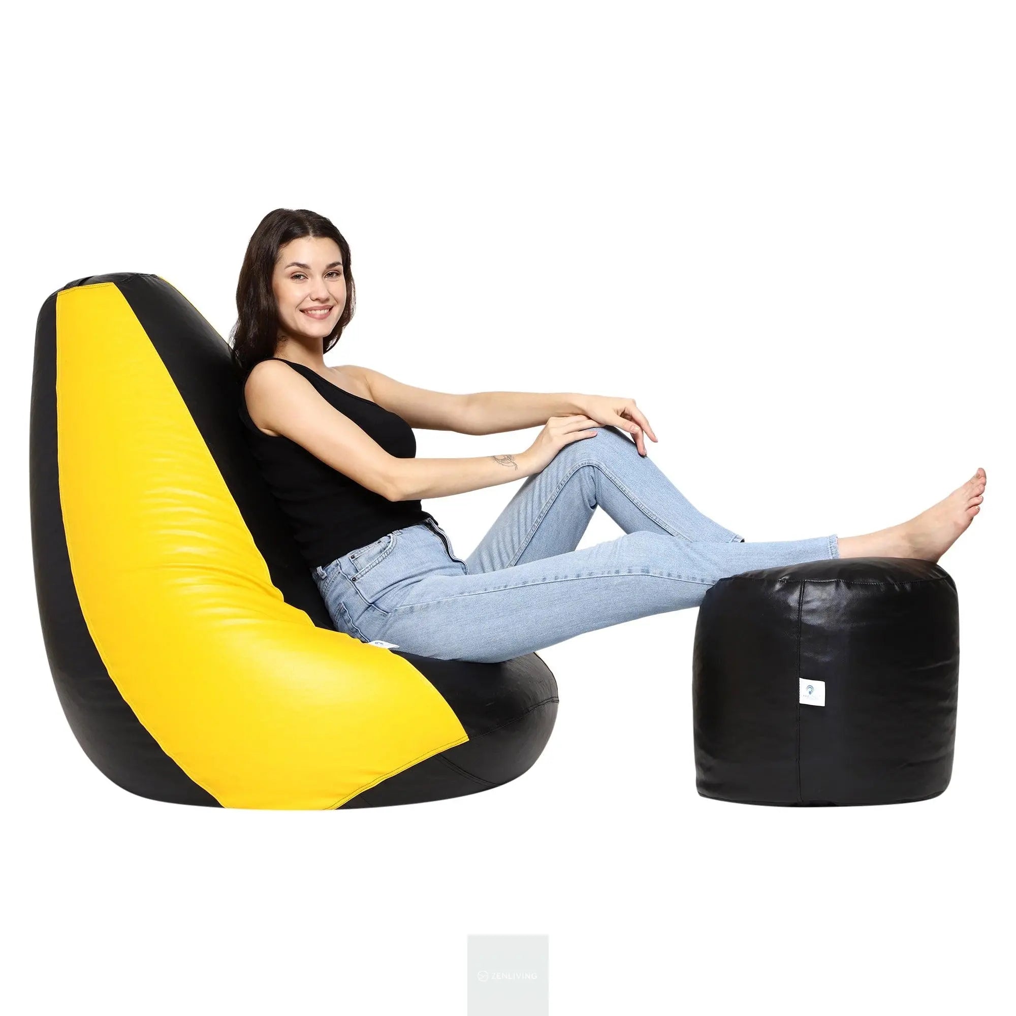 Teardrop Bean Bag Cover – Yellow & Black ZenLiving