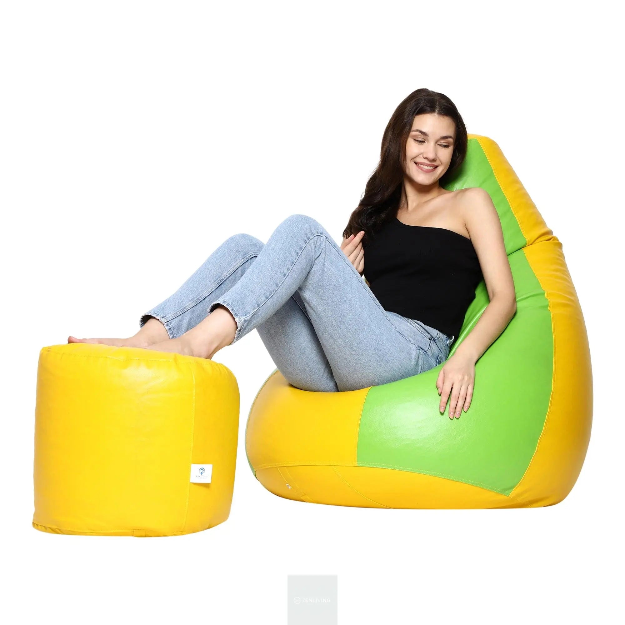 Teardrop Bean Bag Cover – Yellow & Green ZenLiving