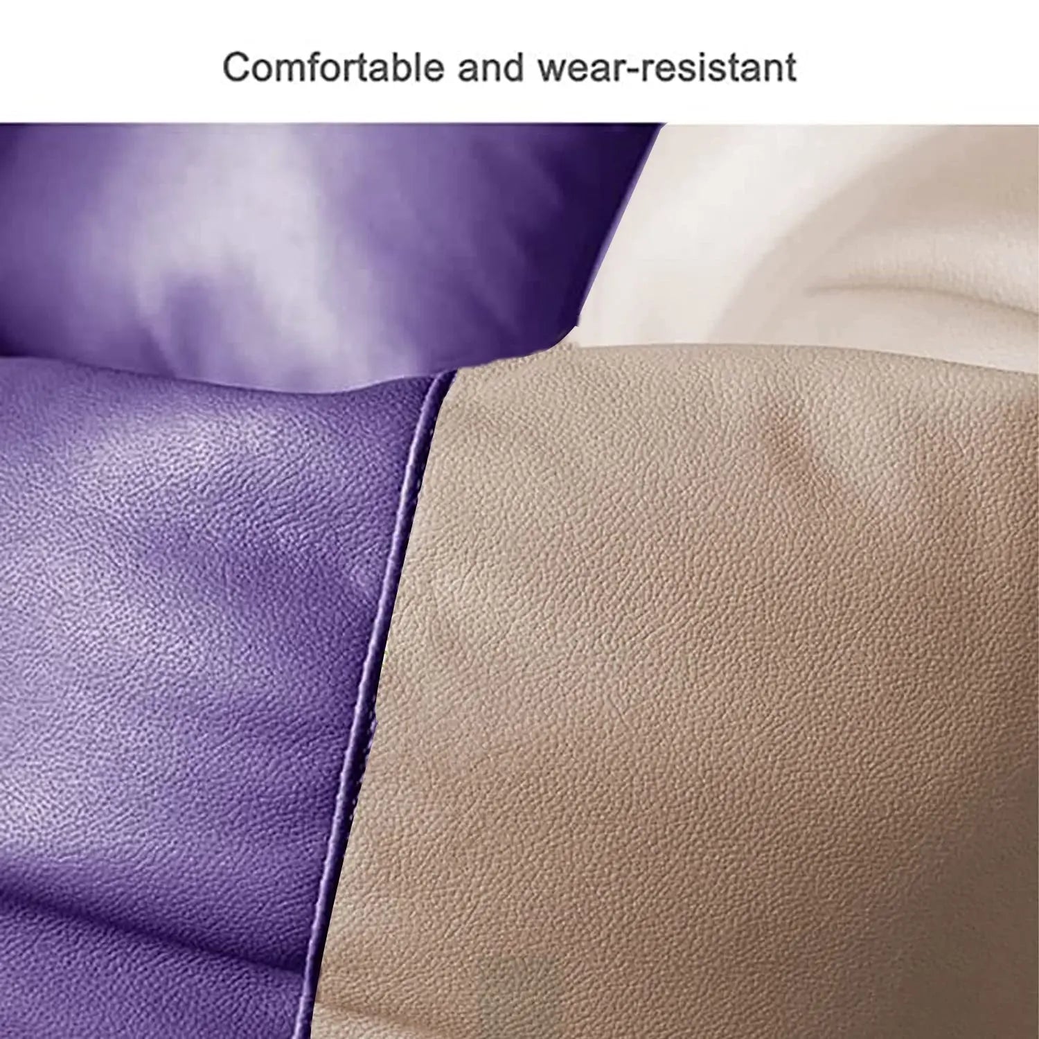 ZenLiving® 3XL Filled Bean Bag Combo – Faux Leather | Cream & Purple | Footrest + Cushion Zen Living