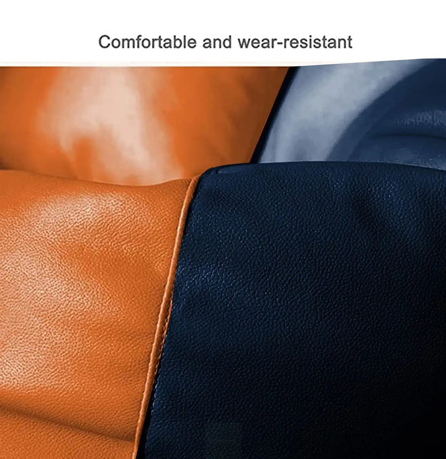 ZenLiving® 3XL Filled Bean Bag Combo – Faux Leather | Orange & Navy | Footrest + Cushion Zen Living