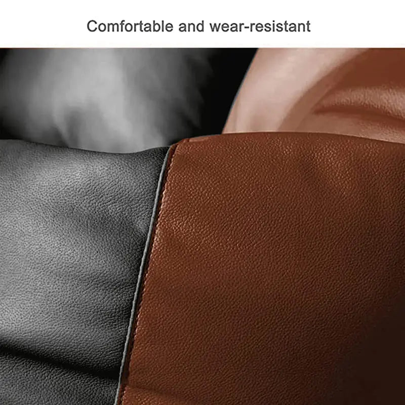 ZenLiving® 3XL Filled Bean Bag Combo – Faux Leather | Tan & Black | Footrest + Cushion Zen Living