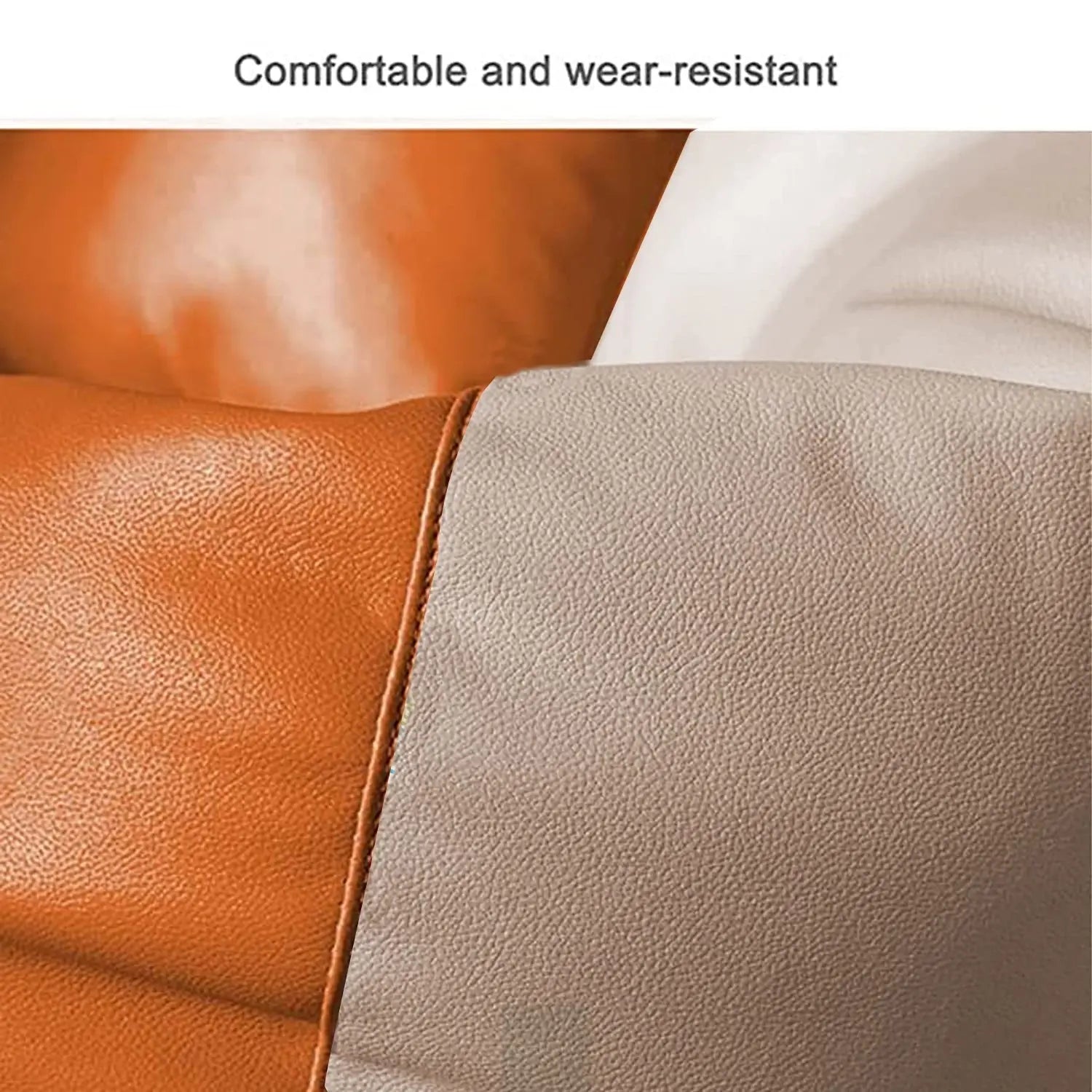ZenLiving® 4XL Filled Bean Bag Combo – Faux Leather | Cream & Orange | Footrest + Cushion Zen Living