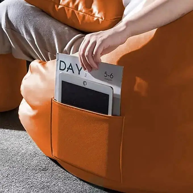 ZenLiving® 3XL Filled Bean Bag Combo – Faux Leather | Orange | Footrest + Cushion (Copy) Zen Living