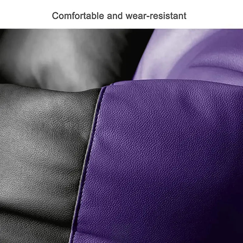 ZenLiving® 4XL Filled Bean Bag Combo – Faux Leather | Purple & Black | Footrest + Cushion Zen Living