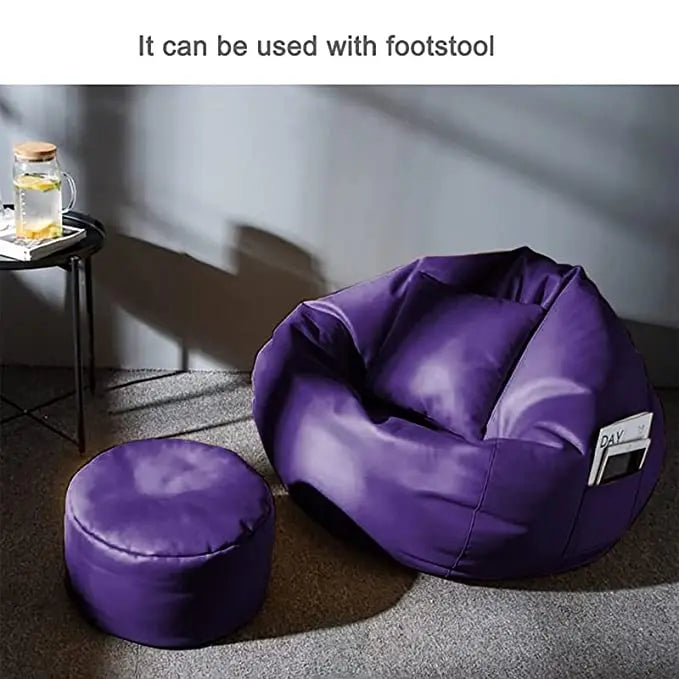 ZenLiving® 4XL Filled Bean Bag Combo – Faux Leather | Purple | Footrest + Cushion Zen Living