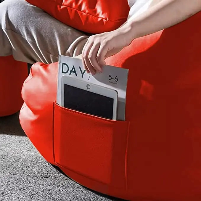 ZenLiving® 4XL Filled Bean Bag Combo – Faux Leather | Red | Footrest + Cushion Zen Living