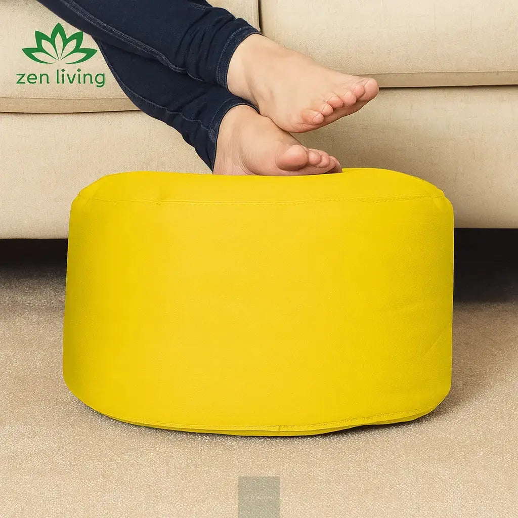 ZenLiving® 3XL Filled Bean Bag Combo – Faux Leather | Yellow | Footrest + Cushion Zen Living