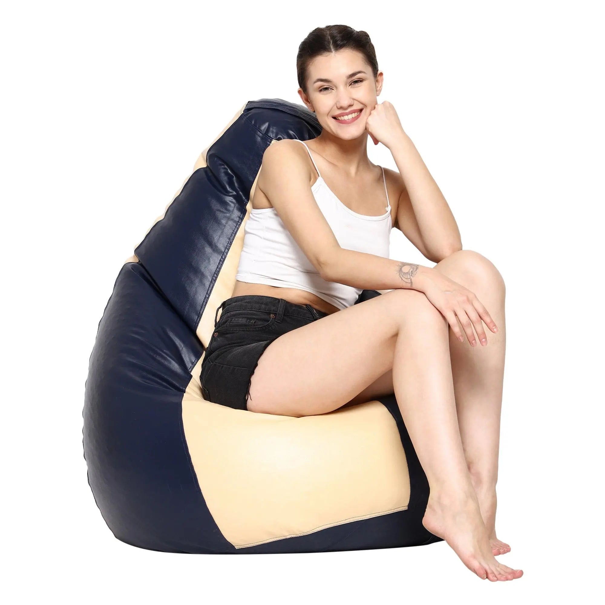 Teardrop Bean Bag Cover – Navy & Cream - Zen Living