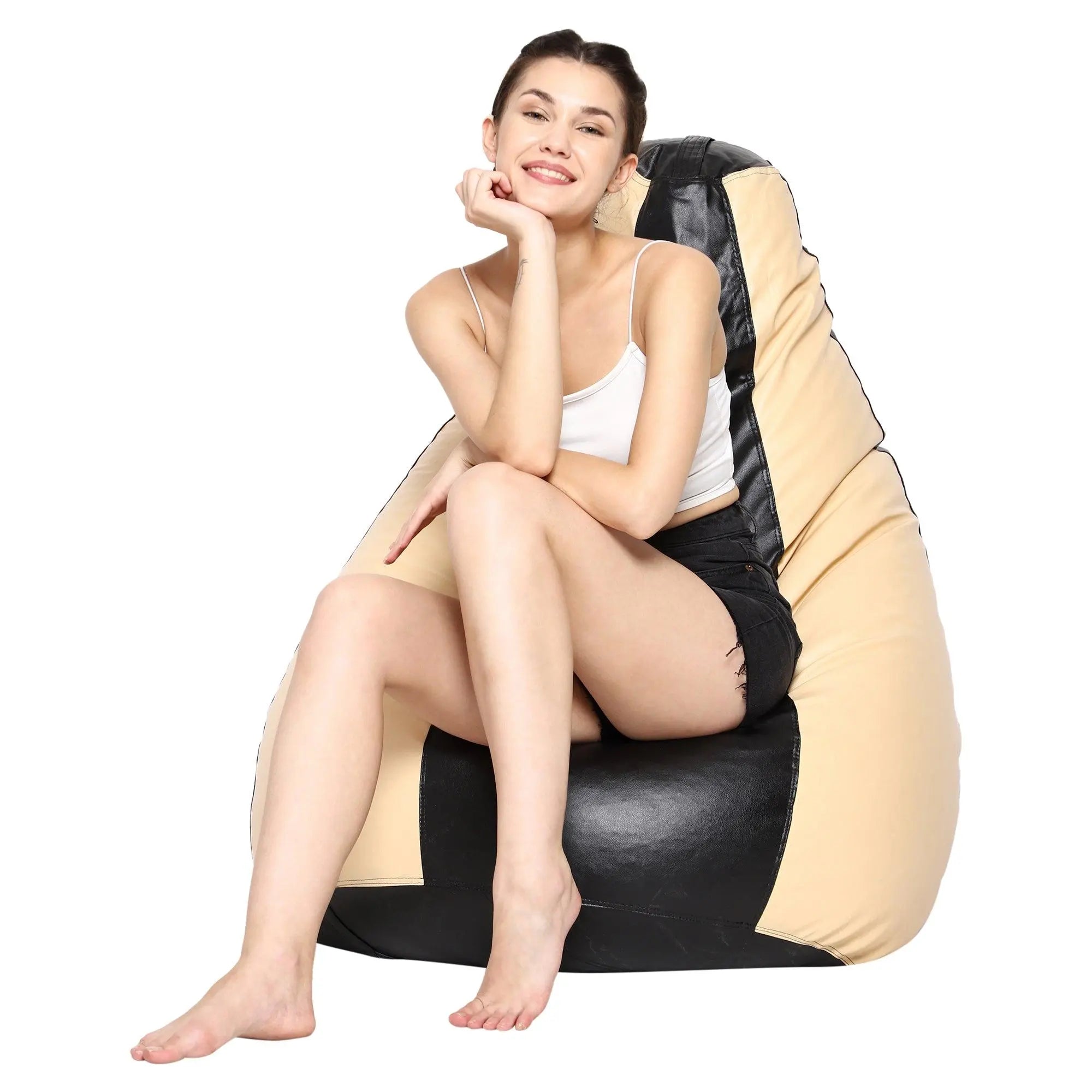 Teardrop Bean Bag Cover – Cream & Black - Zen Living