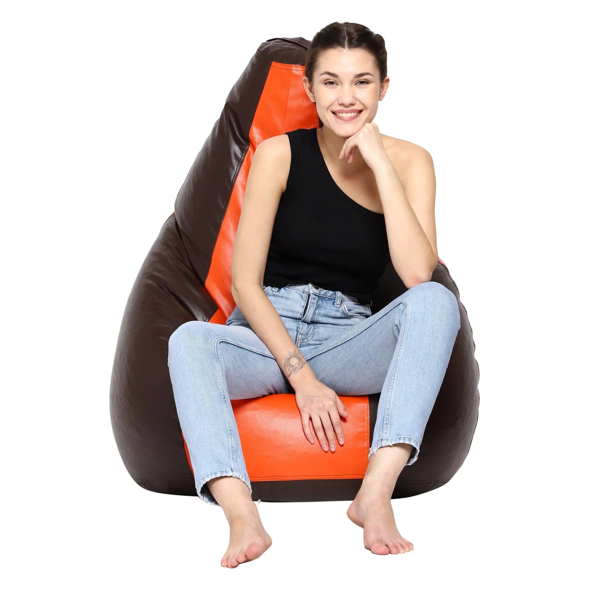 Teardrop Bean Bag Cover – Brown & Orange - Zen Living