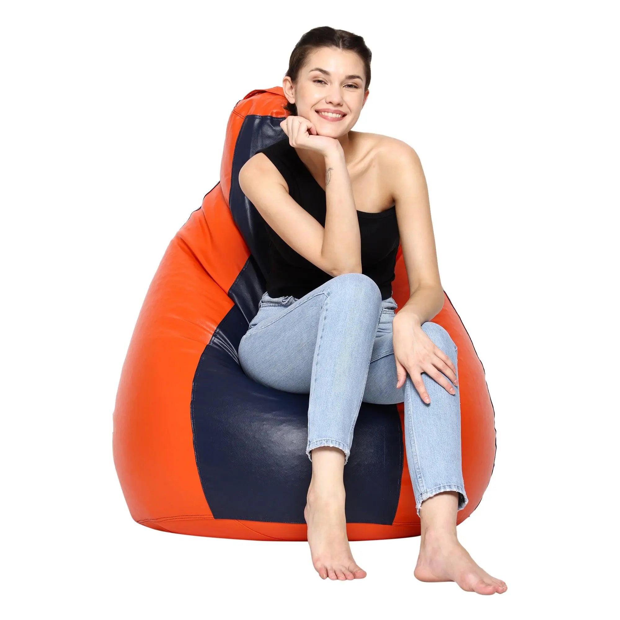 Teardrop Bean Bag Cover – Orange & Navy - Zen Living