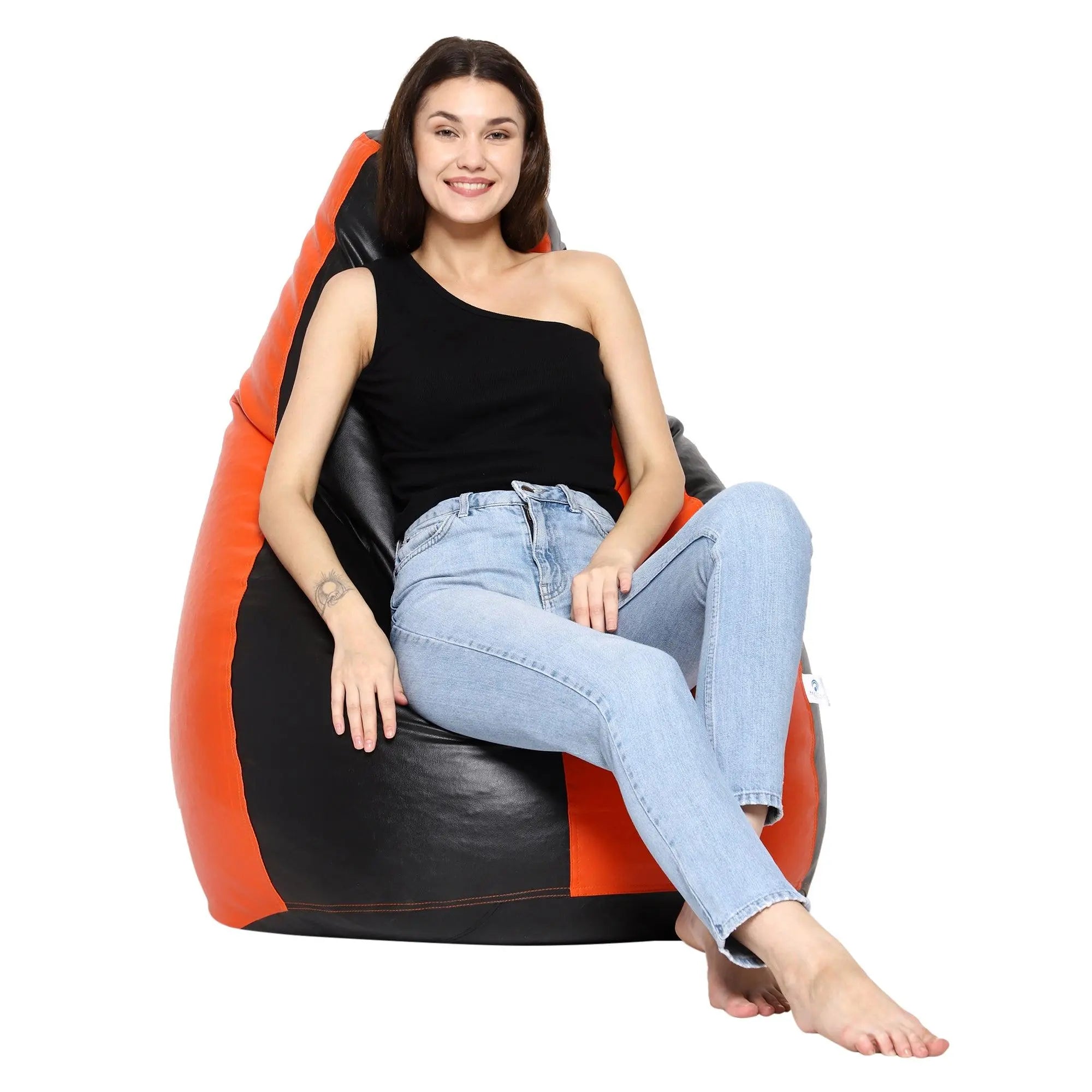 Teardrop Bean Bag Cover – Orange & Black - Zen Living