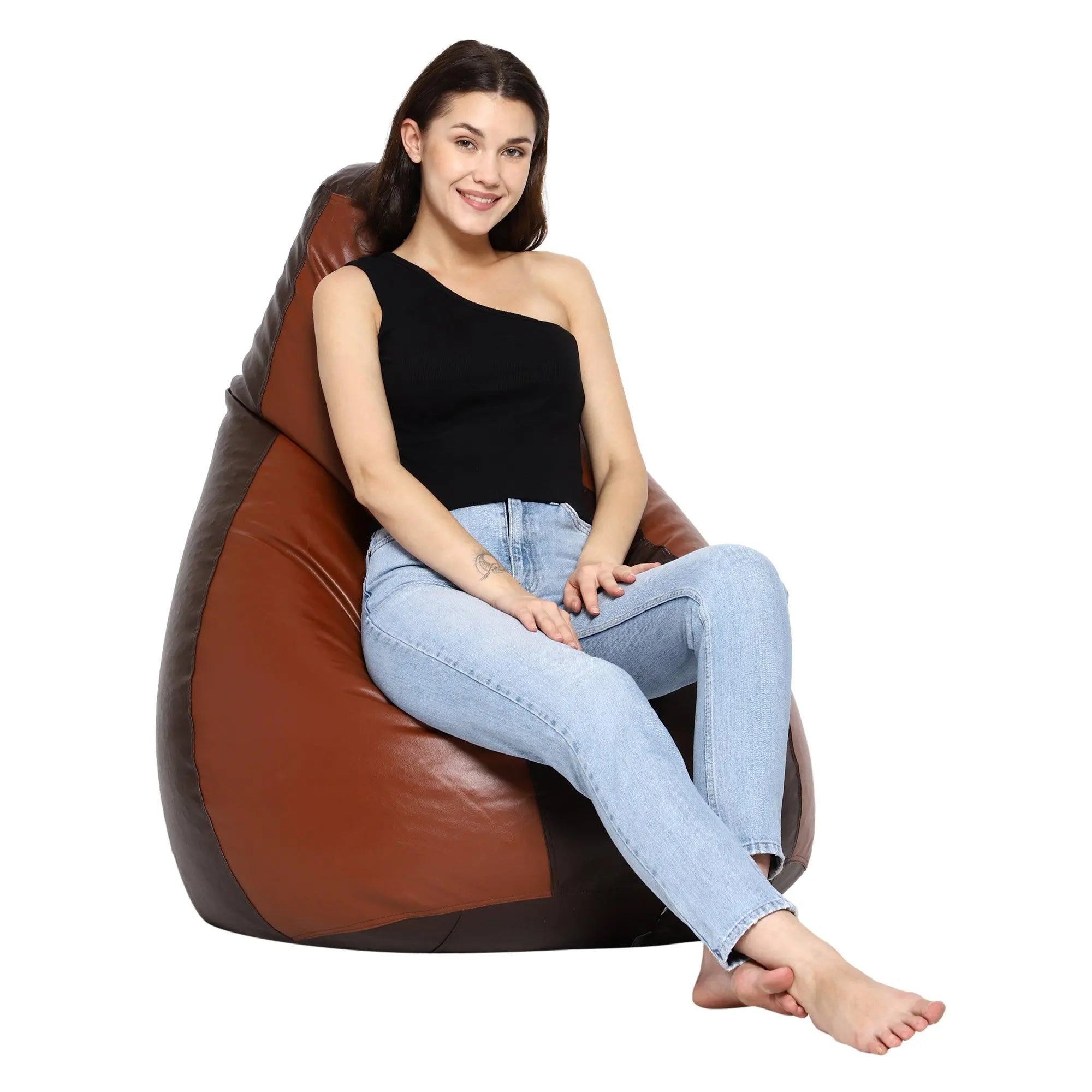 Teardrop Bean Bag Cover – Brown & Tan - Zen Living