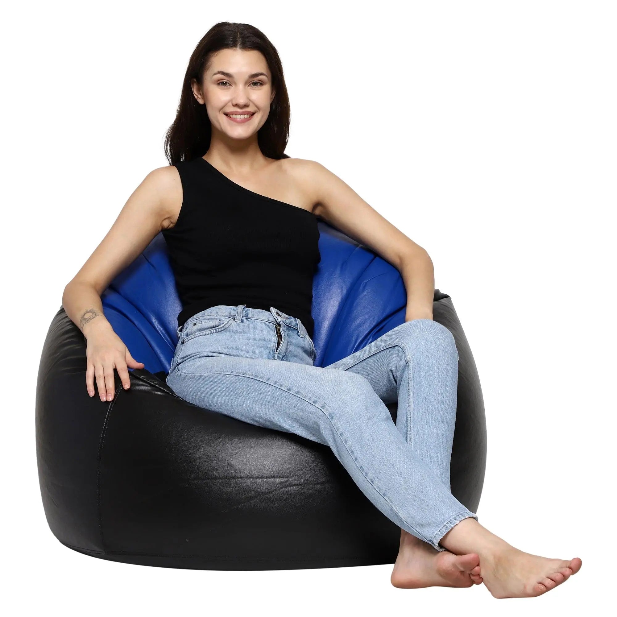 Blue & Black Multicolor Mudda Bean Bag Cover