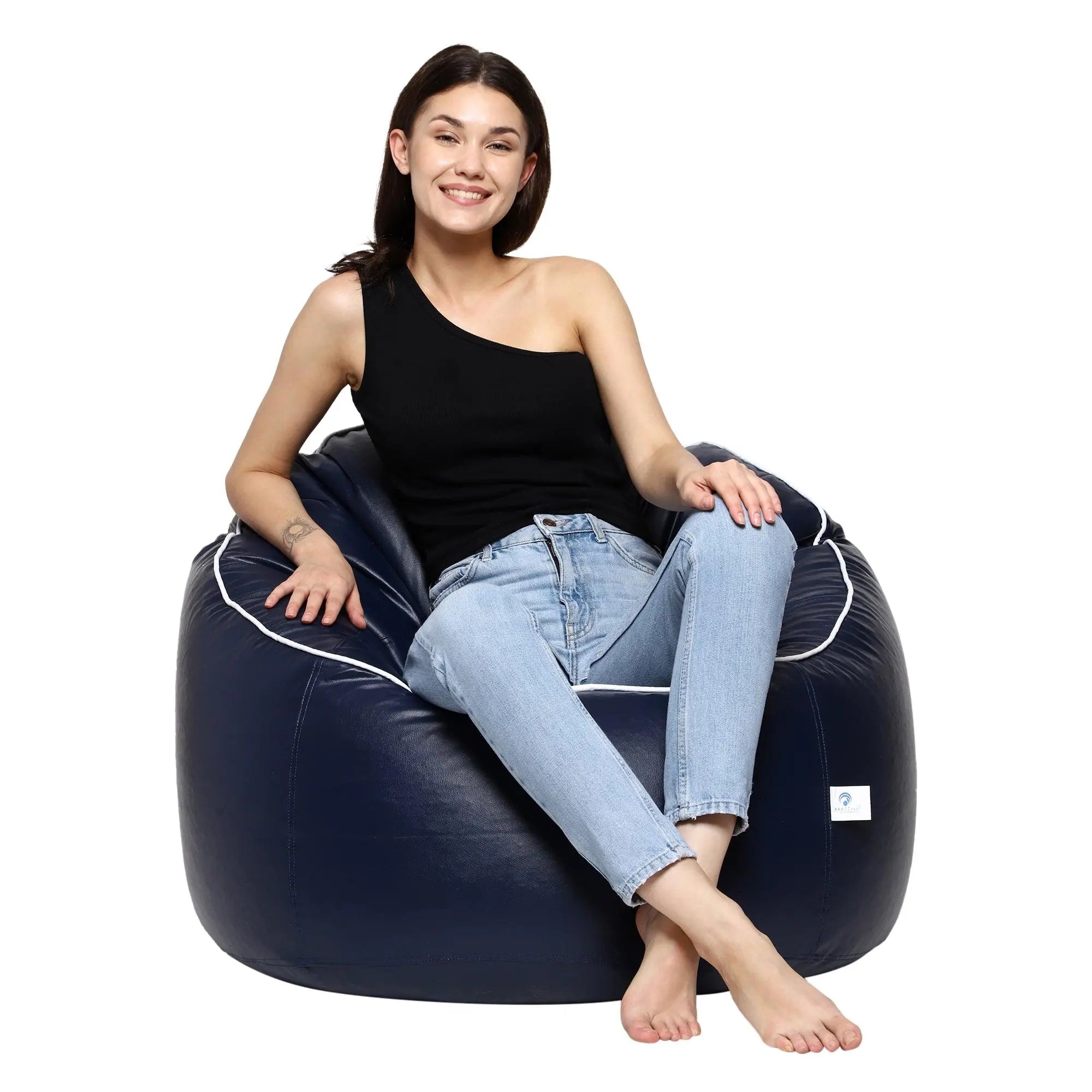 Zen Living Piping Mudda Chair Cover - Navy Blue