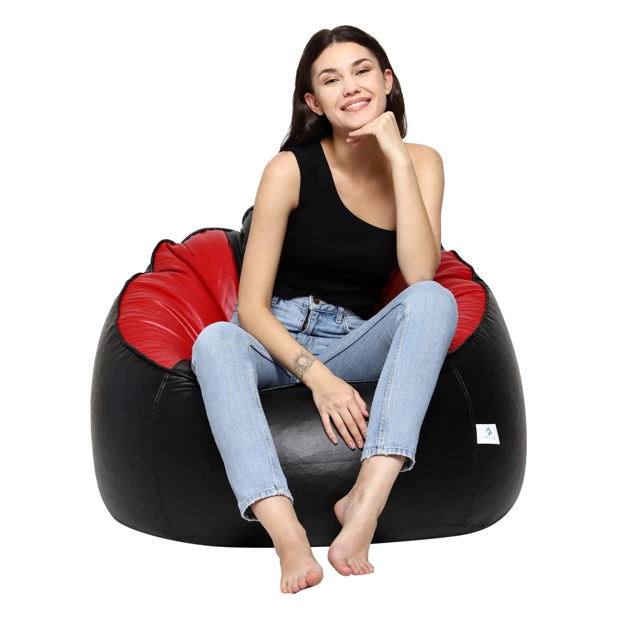 Red & Black Multicolor Mudda Bean Bag Cover