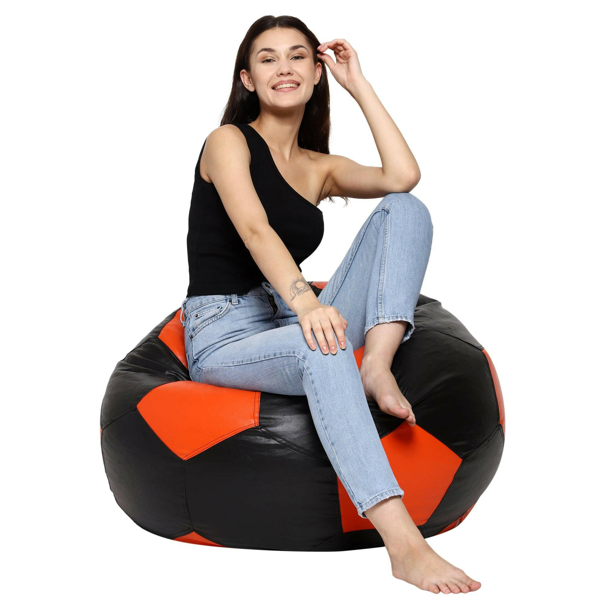 Football Bean Bag Cover - Orange & Black Zen Living