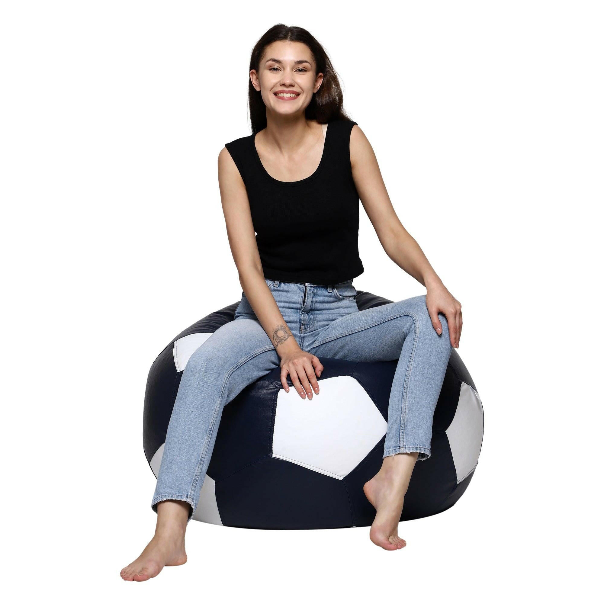 Football Bean Bag Cover - Navy & White Zen Living