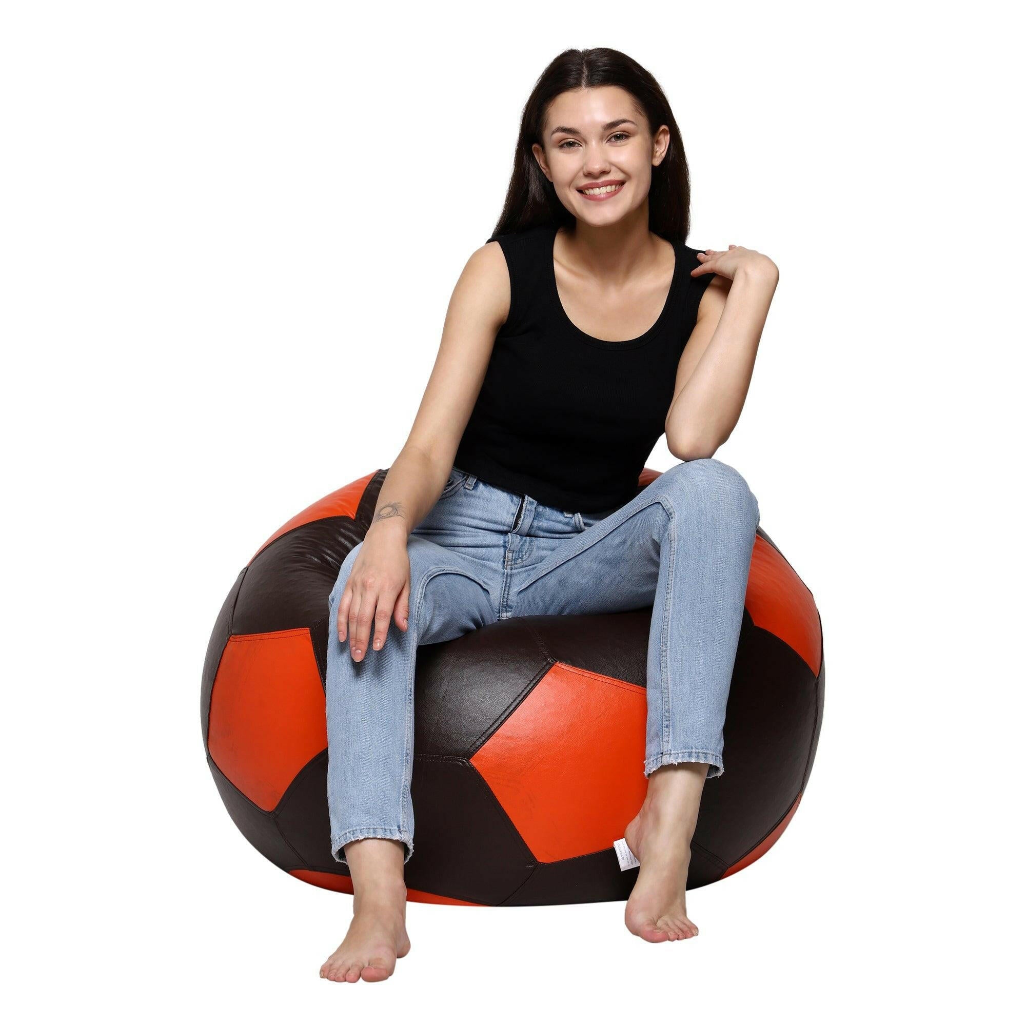 Football Bean Bag Cover - Brown & Orange Zen Living