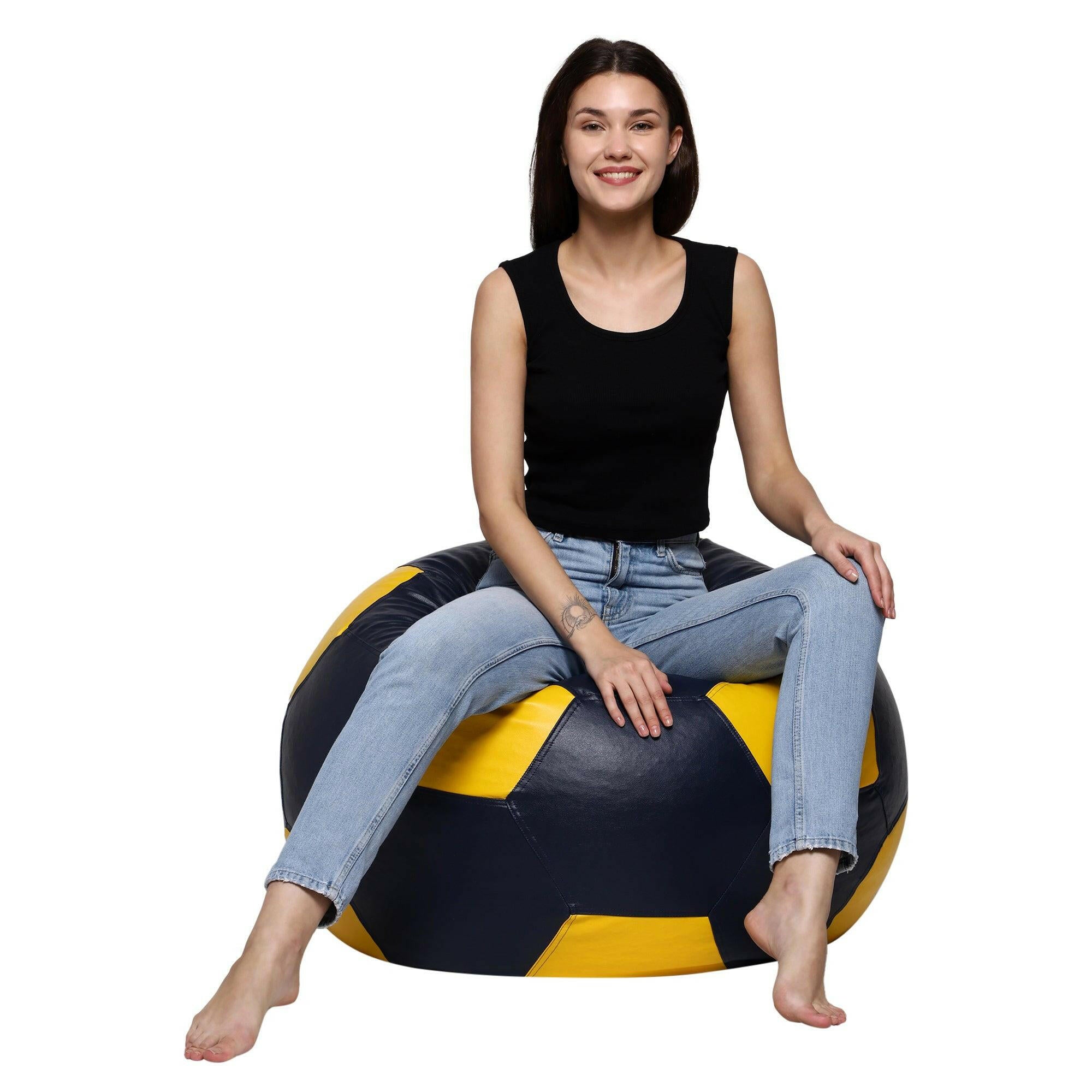 Football Bean Bag Cover - Navy Yellow Zen Living