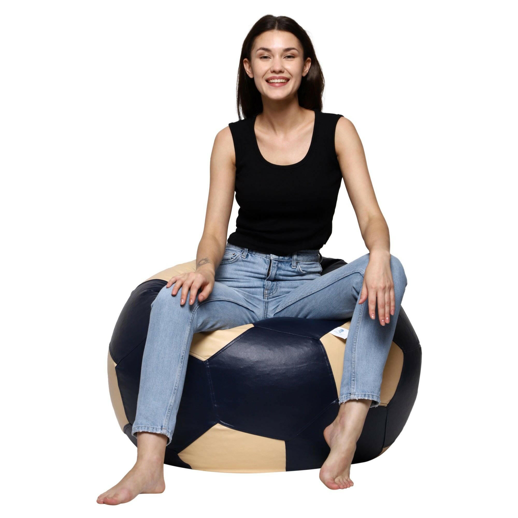 Football Bean Bag Cover - Navy Cream Zen Living