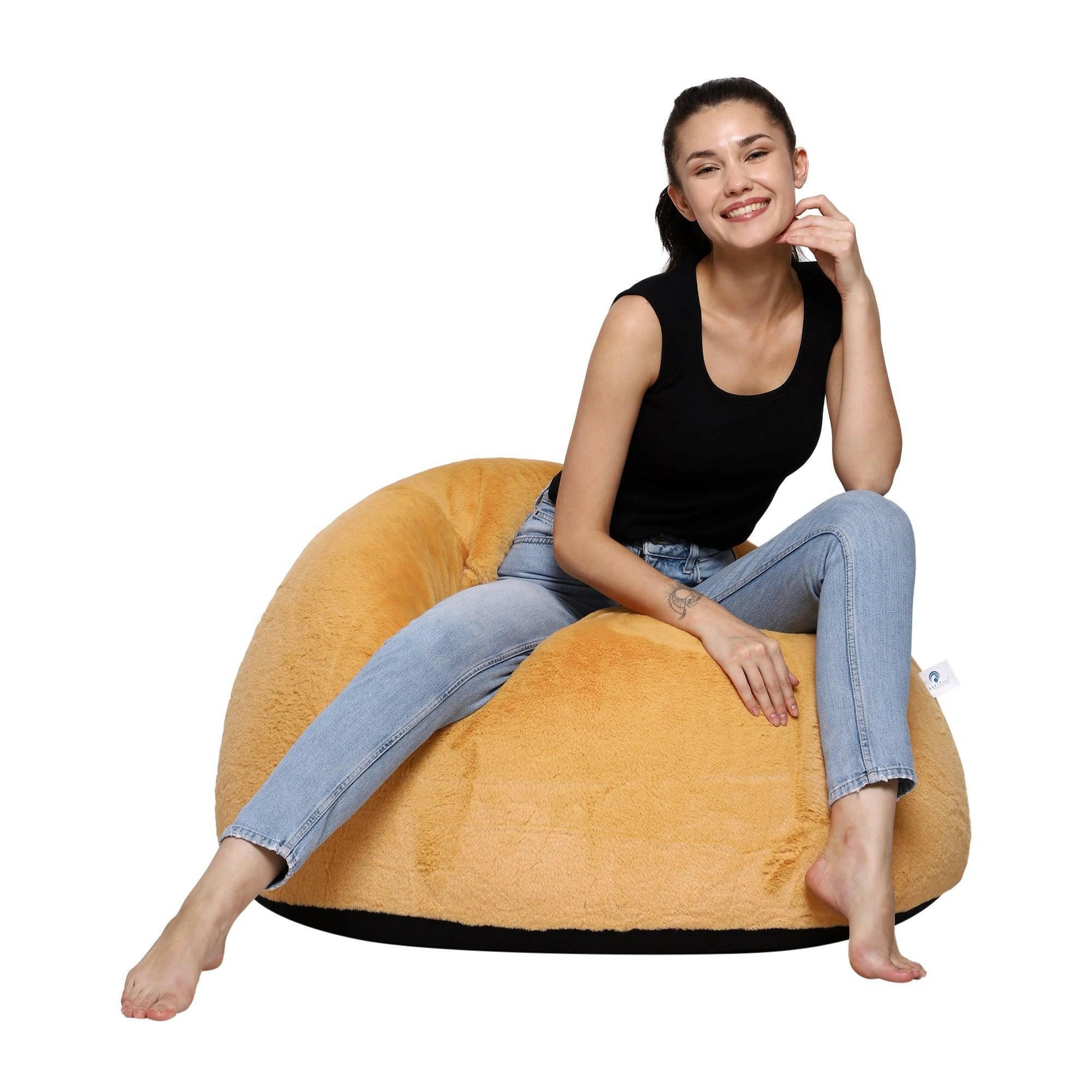 Fur Bean Bag Cover - Camel Color Zen Living