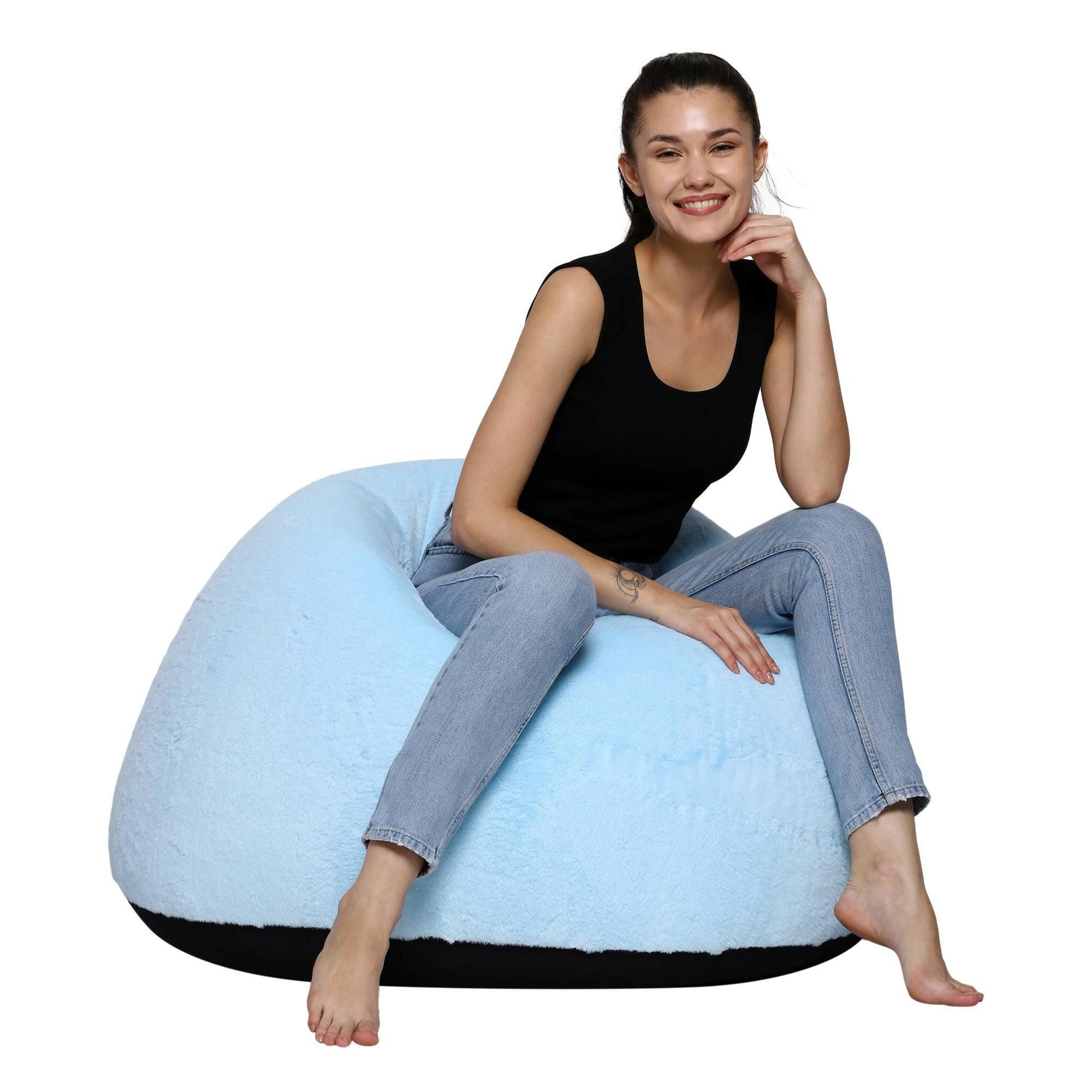 Fur Bean Bag Cover - Sky Blue Zen Living