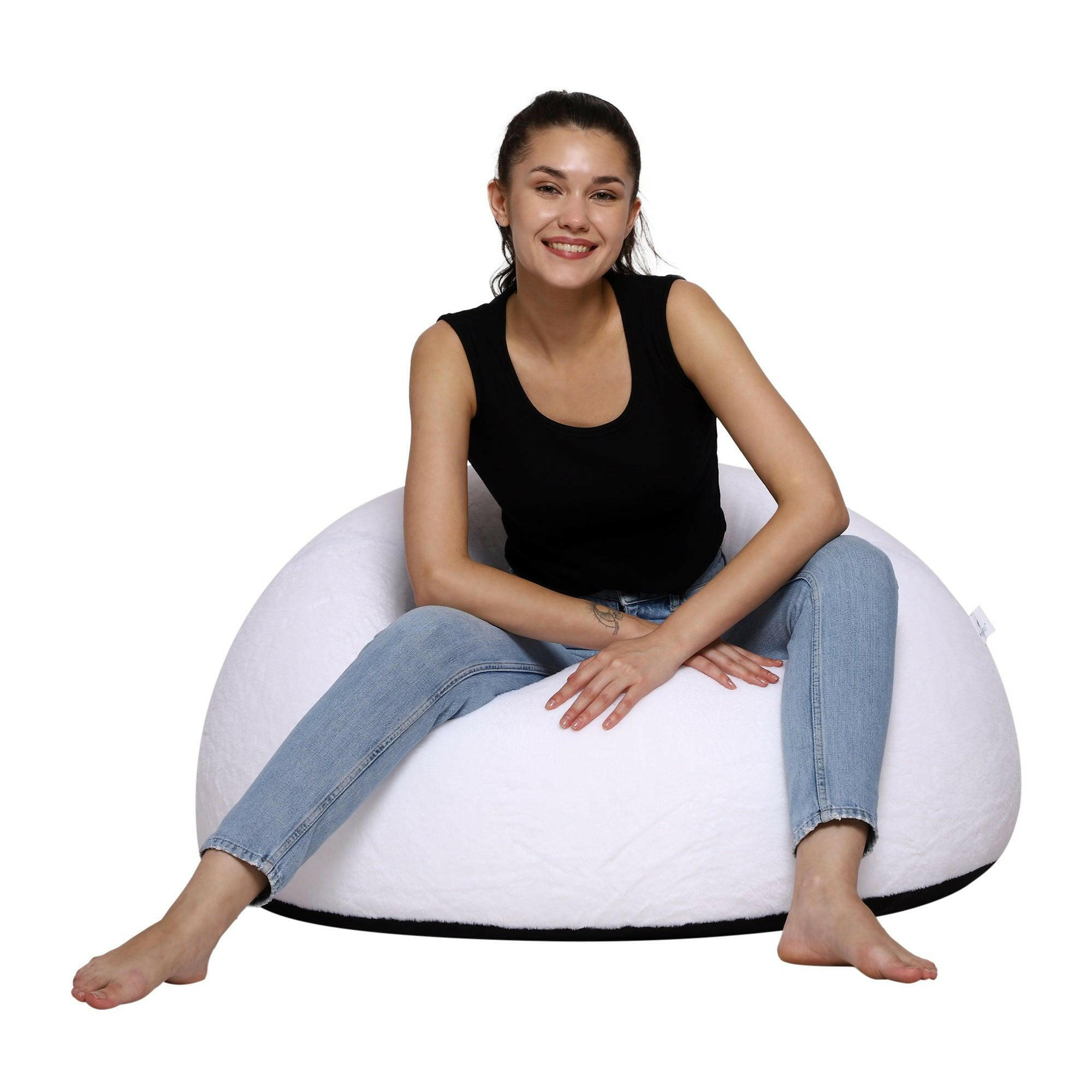 Fur Bean Bag Cover - White Zen Living
