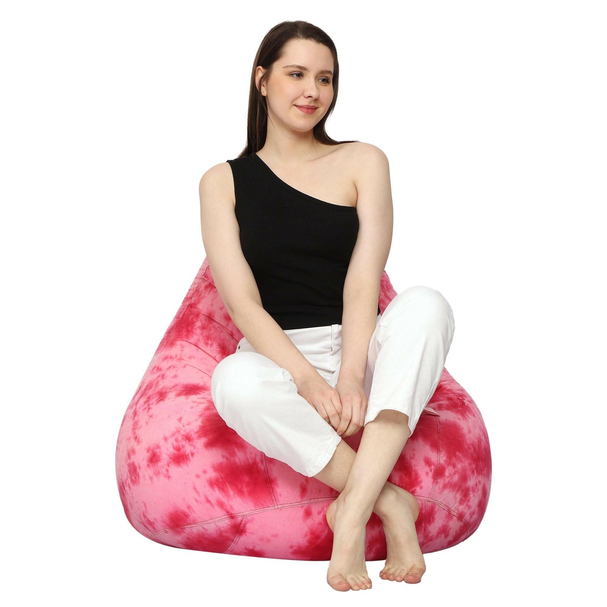 Cotton Blend Tie-Dye Bean Bag Cover - Pink Zen Living