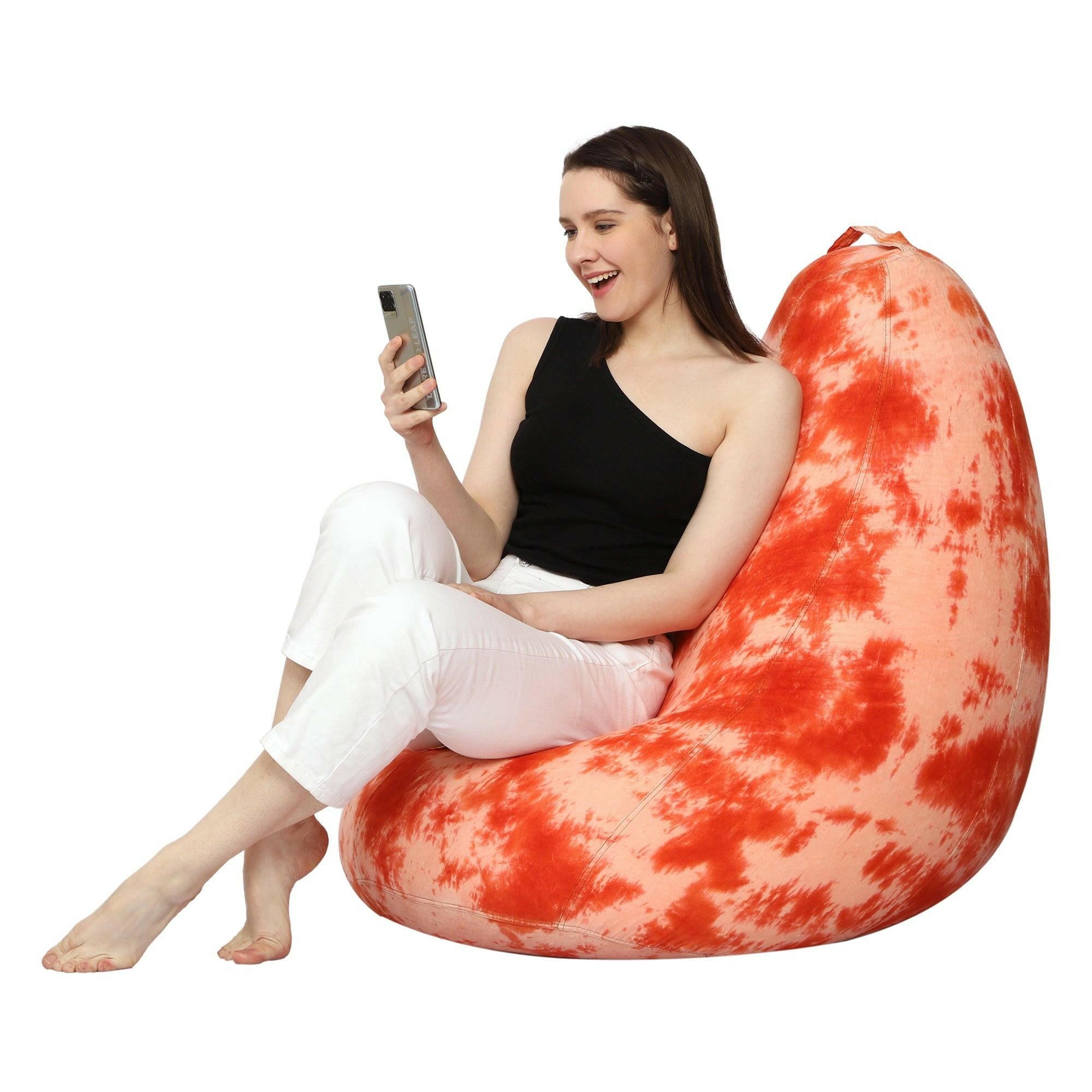 Cotton Blend Tie-Dye Bean Bag Cover - Orange Zen Living
