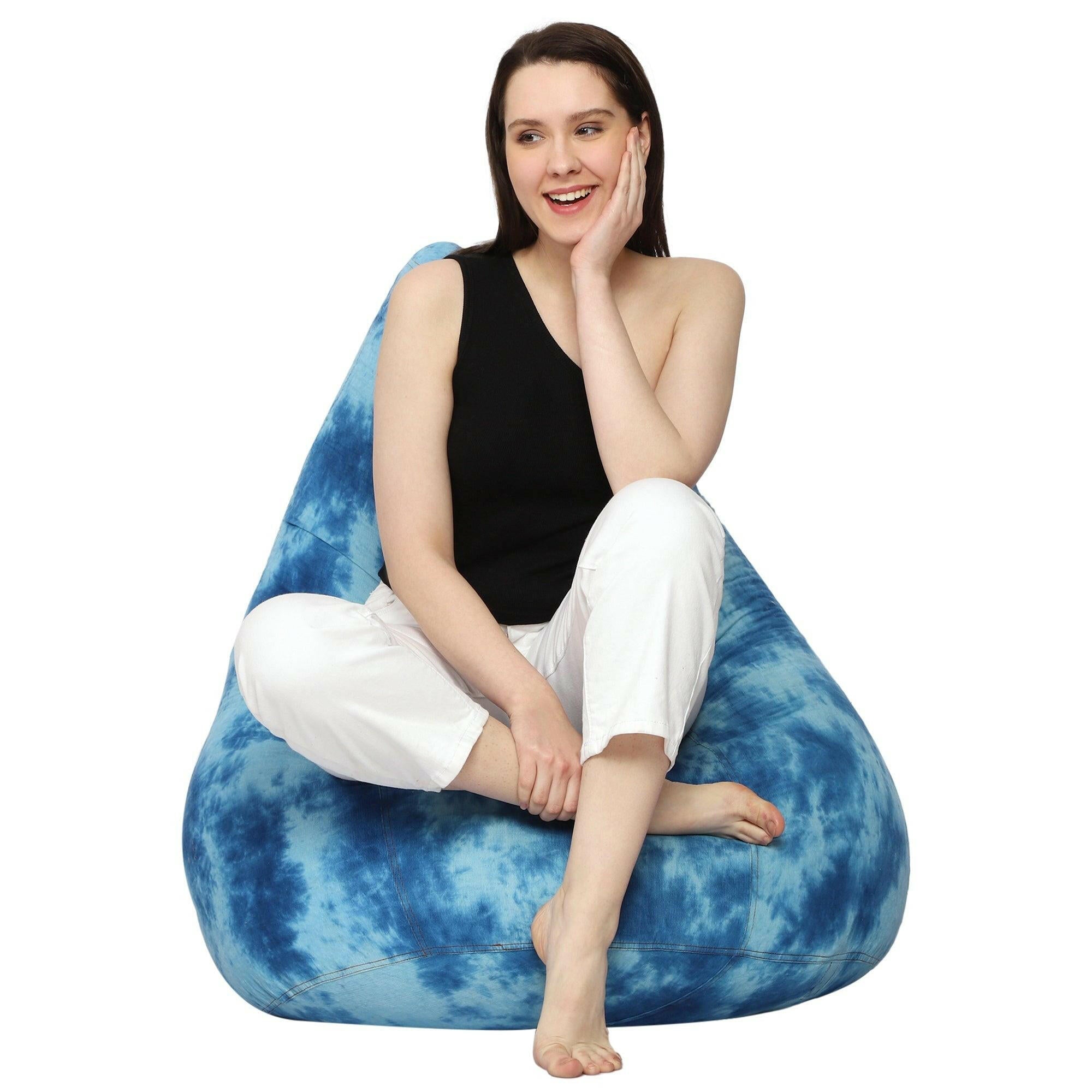Cotton Blend Tie-Dye Bean Bag Cover - Blue Zen Living