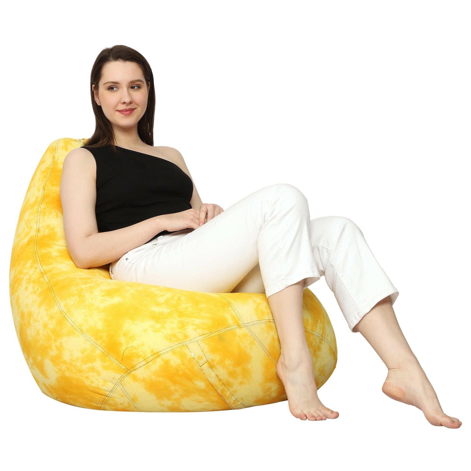 Cotton Blend Tie-Dye Bean Bag Cover - Yellow Zen Living