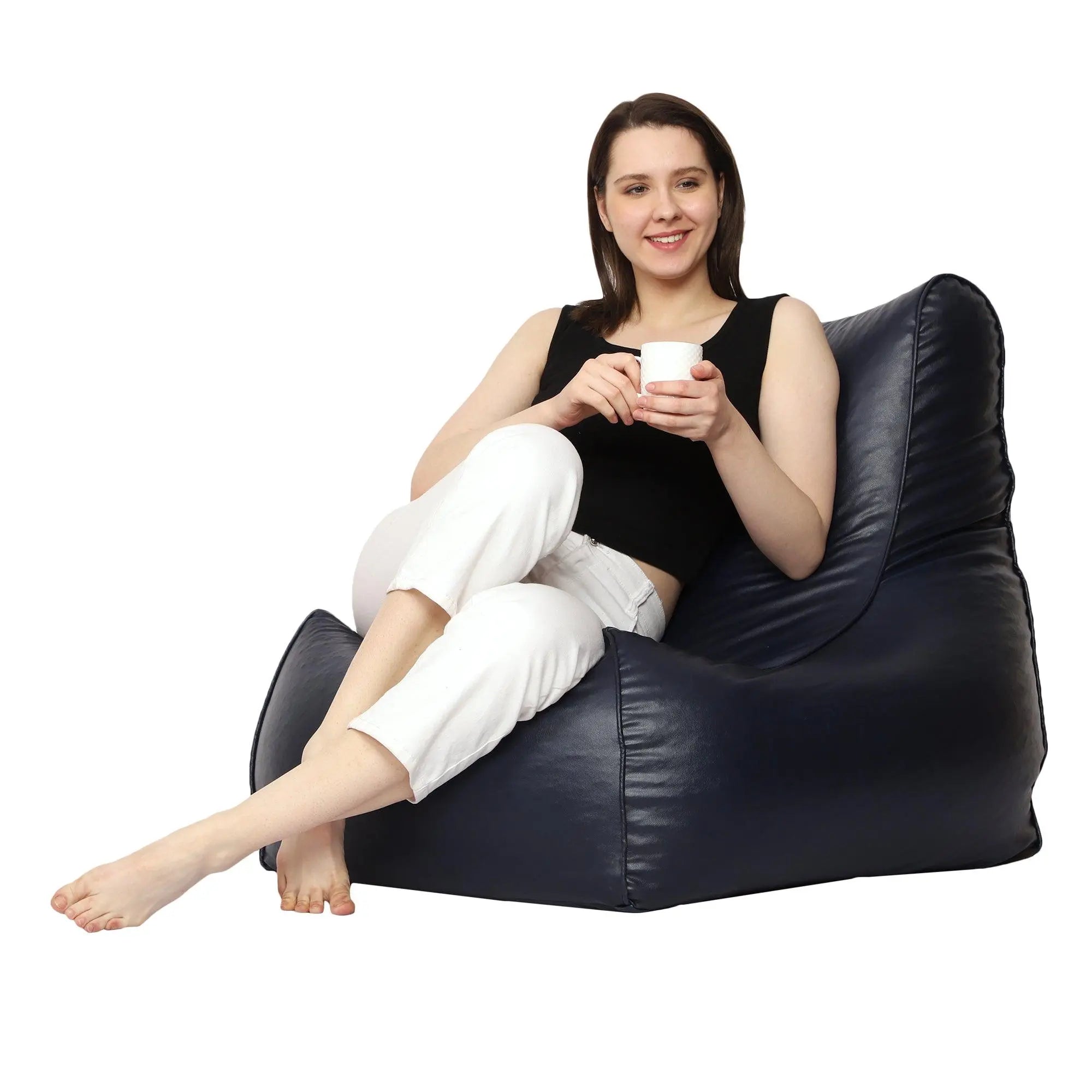 Navy Blue Arm Chair Bean Bag Cover by Zen Living