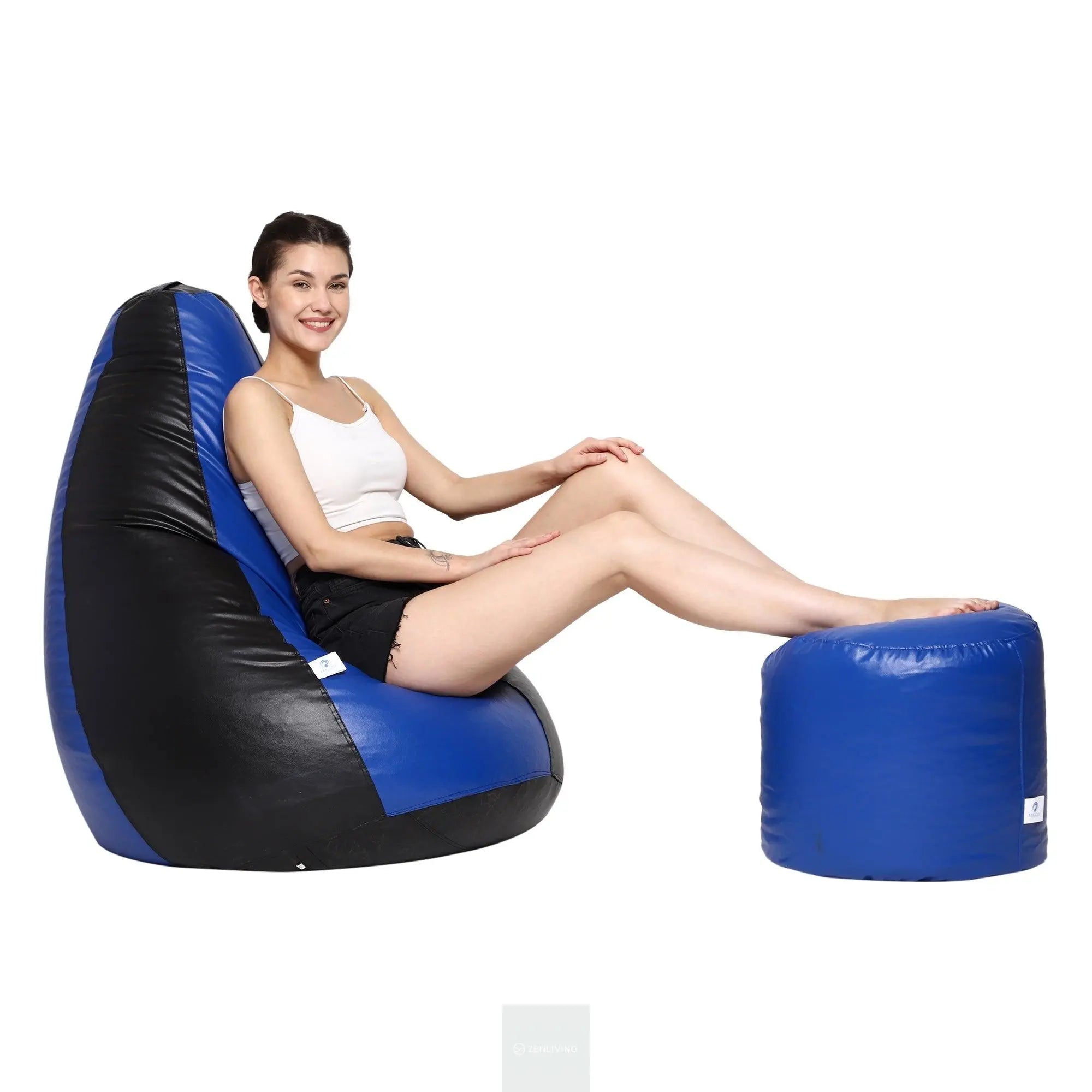 Teardrop Bean Bag Cover – Blue & Black ZenLiving