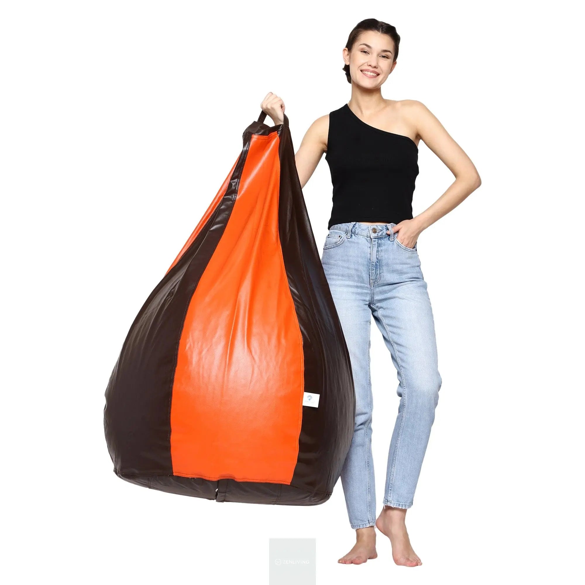 Teardrop Bean Bag Cover – Brown & Orange ZenLiving